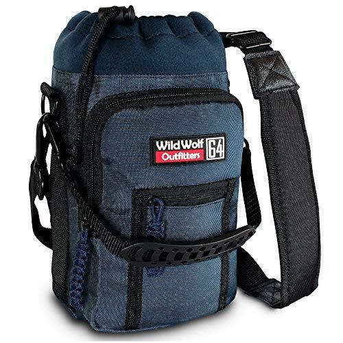 Wild Wolf Outfitters Wild Wolf Outfitters Water Bottle Holder for 64oz Bottles Blue - Carry, Protect and Insulate Your Best Flask with This Carrier w/ 2 Pockets & an Adjustable Padded Shoulder Strap.