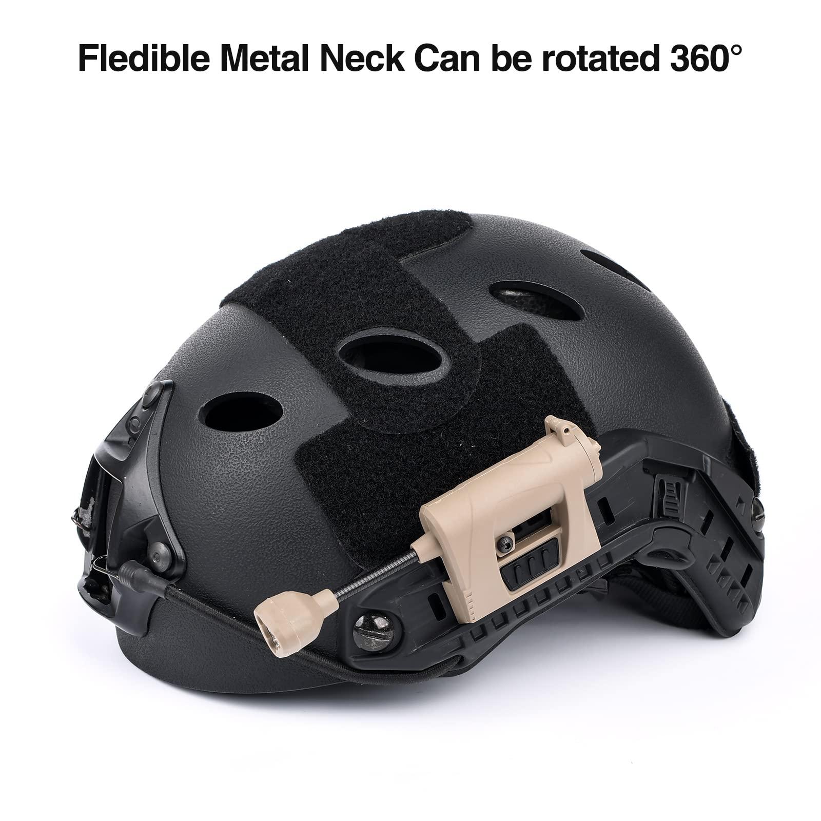 NOBUHIRO NOBUHIRO Tactical Helmet Light Military, Green/Red/White/IR Helmet Light with 4 Helmet Lamp Mounts, Bendable Survival Signal Lights for Outdoor Sports Hunting Fishing (Tan)