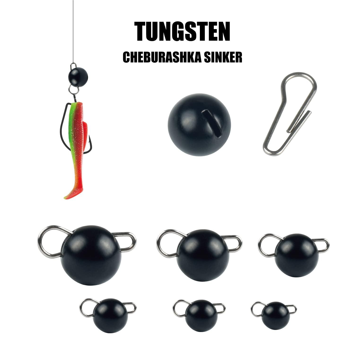 MUUNN MUUNN 10Pcs Tungsten Cheburashka Weights Fishing Sinkers, 1~30g Tungsten Cannonball Jig Head Fishing Weights Tungsten Cheb Rig Weights, Black(3.0g)