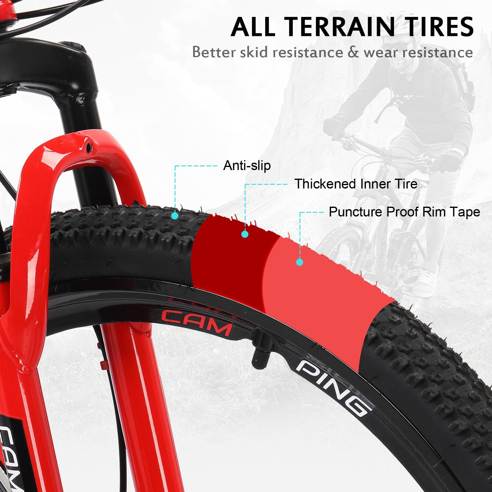 Ktaxon Ktaxon Foldable Mountain Bike 26 Inch Bike 21-Speed Bikes for Adults with Cool Design, Powerful Mechanical Dual Disc Brakes, Double Shock Effect and Ergonomic Cushion (Red)