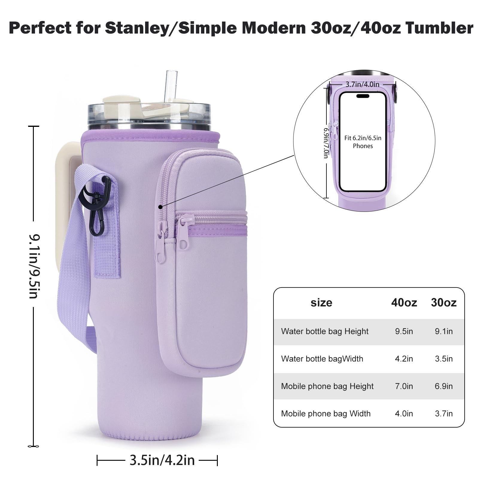 GOEWY GOEWY Water Bottle Carrier Bag for Stanley 30 oz Tumbler with Phone Pocket Neoprene Water Bottle Holder with Shoulder & Handheld Strap Stanley Cup Accessories
