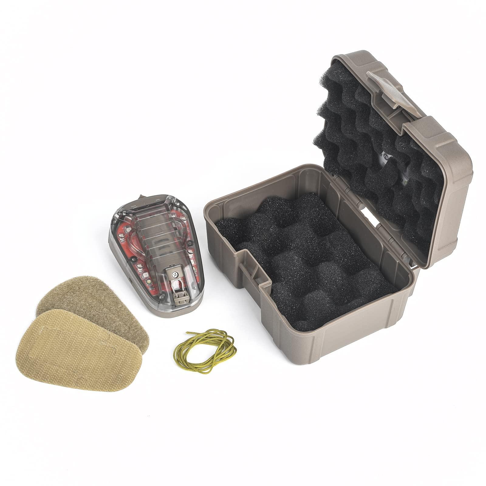NOBUHIRO Tactical Signal Light Optional 4 Modes with Visible LED + IR Constant-on/Strobe, Waterproof Ladybird Lamp Helmet Light Military Survival Identification Light for Outdoor Sports (WD03001-DE-RED)