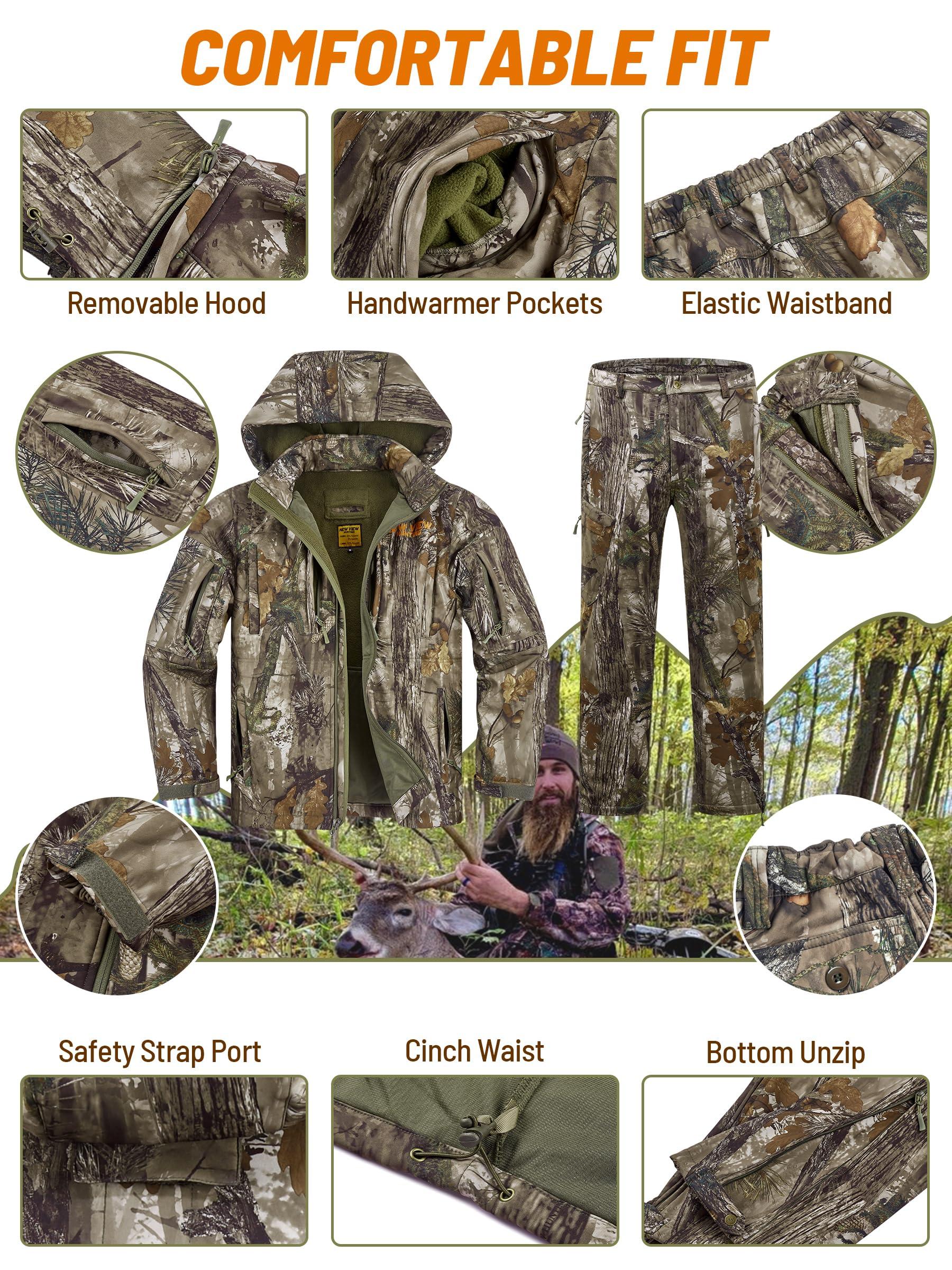 NEW VIEW NEW VIEW Camo Hunting Clothes for Men, Winter Warm Hunting Jacket and Pants,Fleece Lined Hunting Suit for Deer Duck Bow Hunts