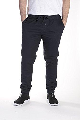 HG Fashion Men's Slim-Fit 100% Cotton Twill Joggers (Medium, Black)