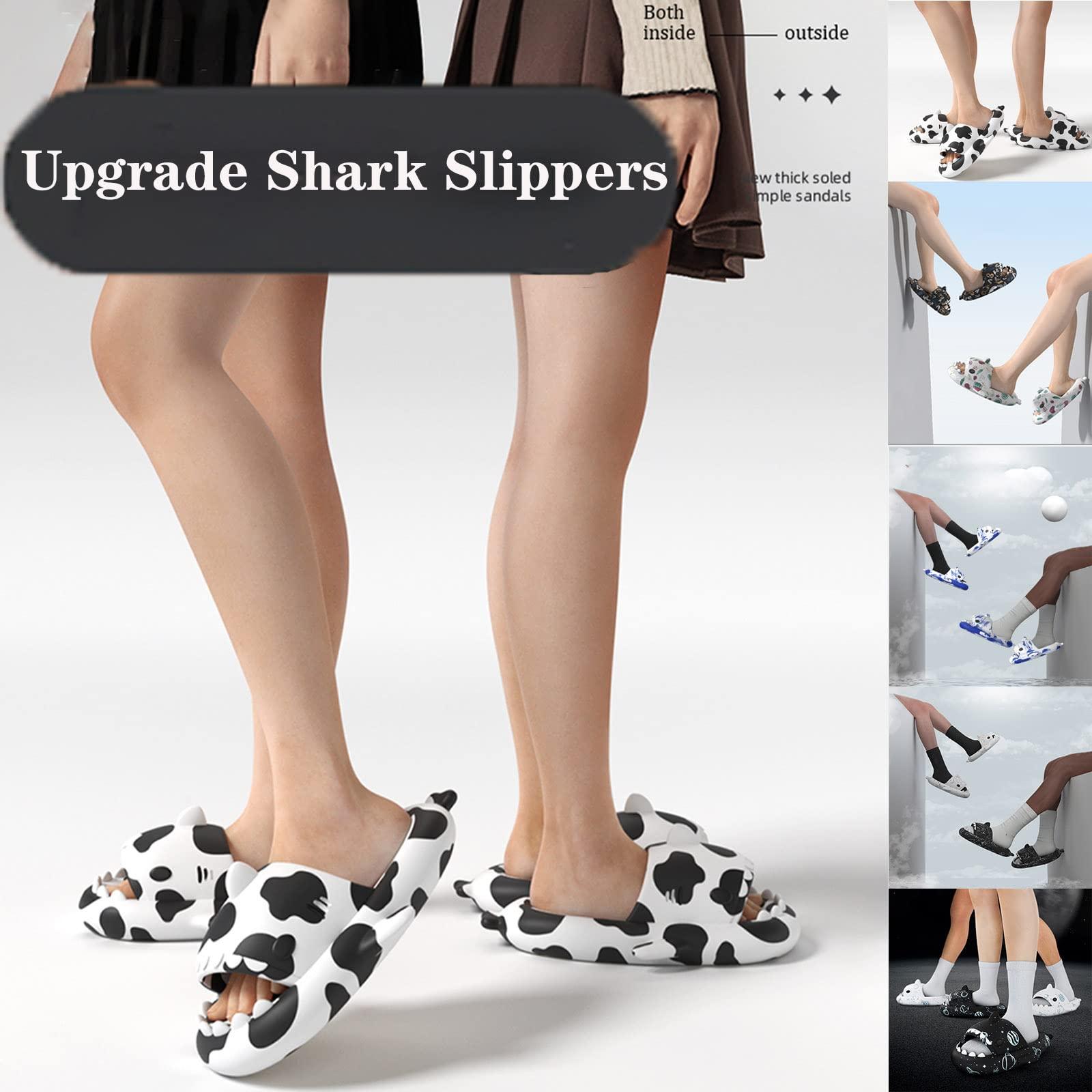 Jfxgjuv Jfxgjuv Shark Slides Slippers for Women Men Cute Cartoon Cloud Shark Slides Novelty Open Toe Quick Drying Non-Slip Cloud Pillow Slippers Home Bathroom Beach Sandals (F,9.5-10 Women/7.5-8 Men)