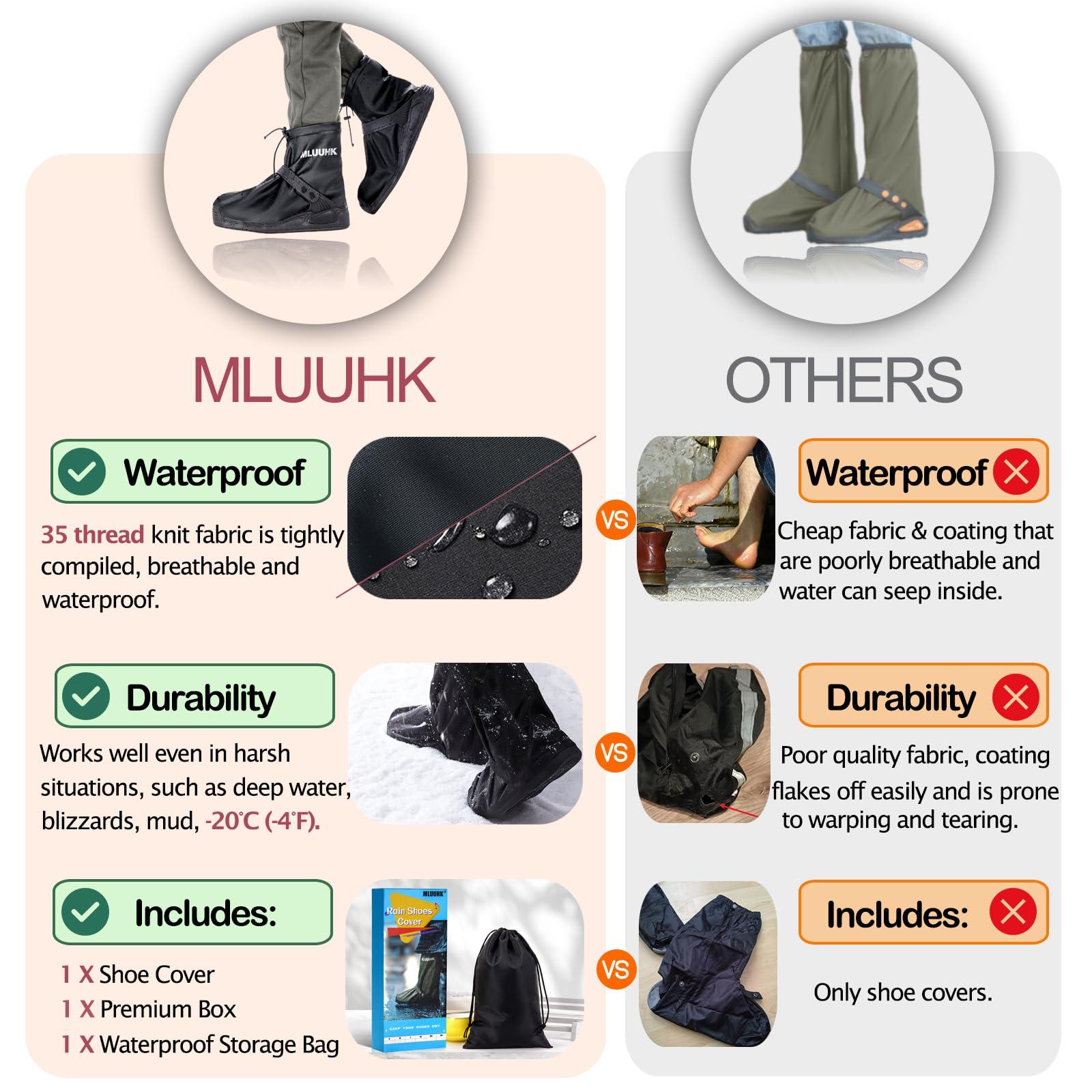 MLUUHK MLUUHK Waterproof Boot Covers, Reusable Rain Shoe Covers Non-Slip Waterproof Shoes Boots for Outdoor Cycling Camping Fishing Travel (Black, S)