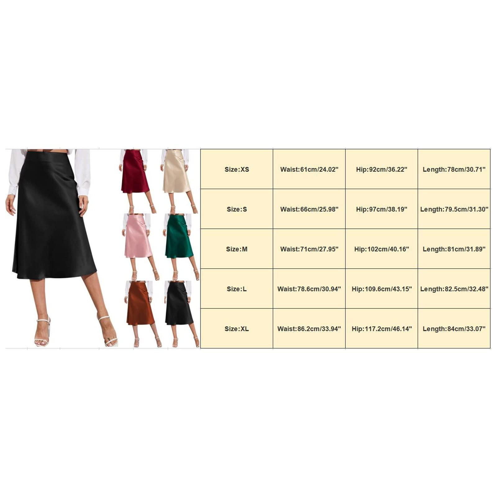 NineFit Basics Satin Skirts for Women Midi Length Silk Skirt Elegant High Waisted Midi Skirt Flowy A-Line Flared Cocktail Party Long Skirts Green