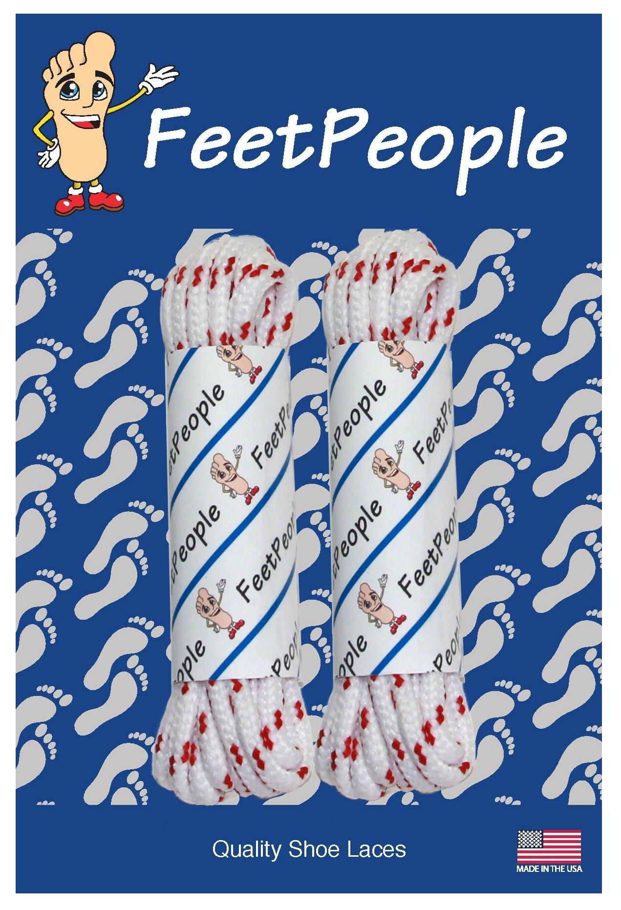 FeetPeople FeetPeople Round Shoe Laces 1 Pair, White/Red Chip, 45 Inch