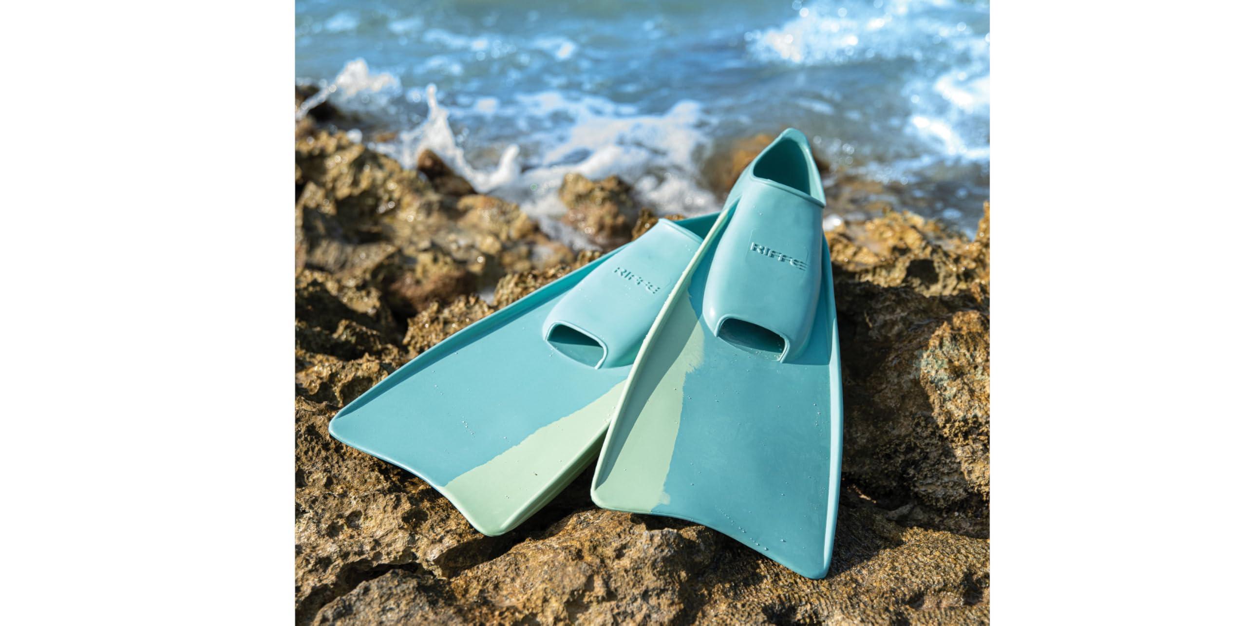 Riffe Riffe Kicks Rubber Swim Fins (Blue Mint, 43/44 (10-11))