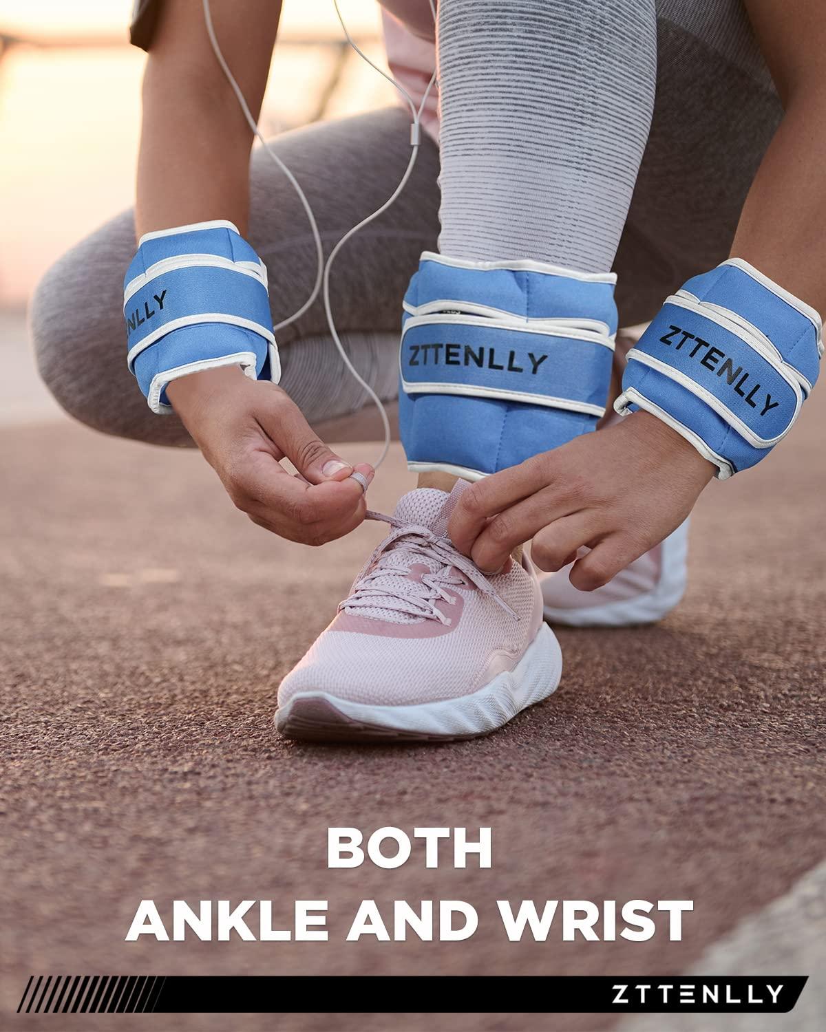ZTTENLLY Adjustable Ankle Weights Pair 10lb (5lb Each) & Wrist Weights Pair 4lb (2lb Each) - Suitable for Walking, Physical Therapy, Running, Yoga, and Aerobics