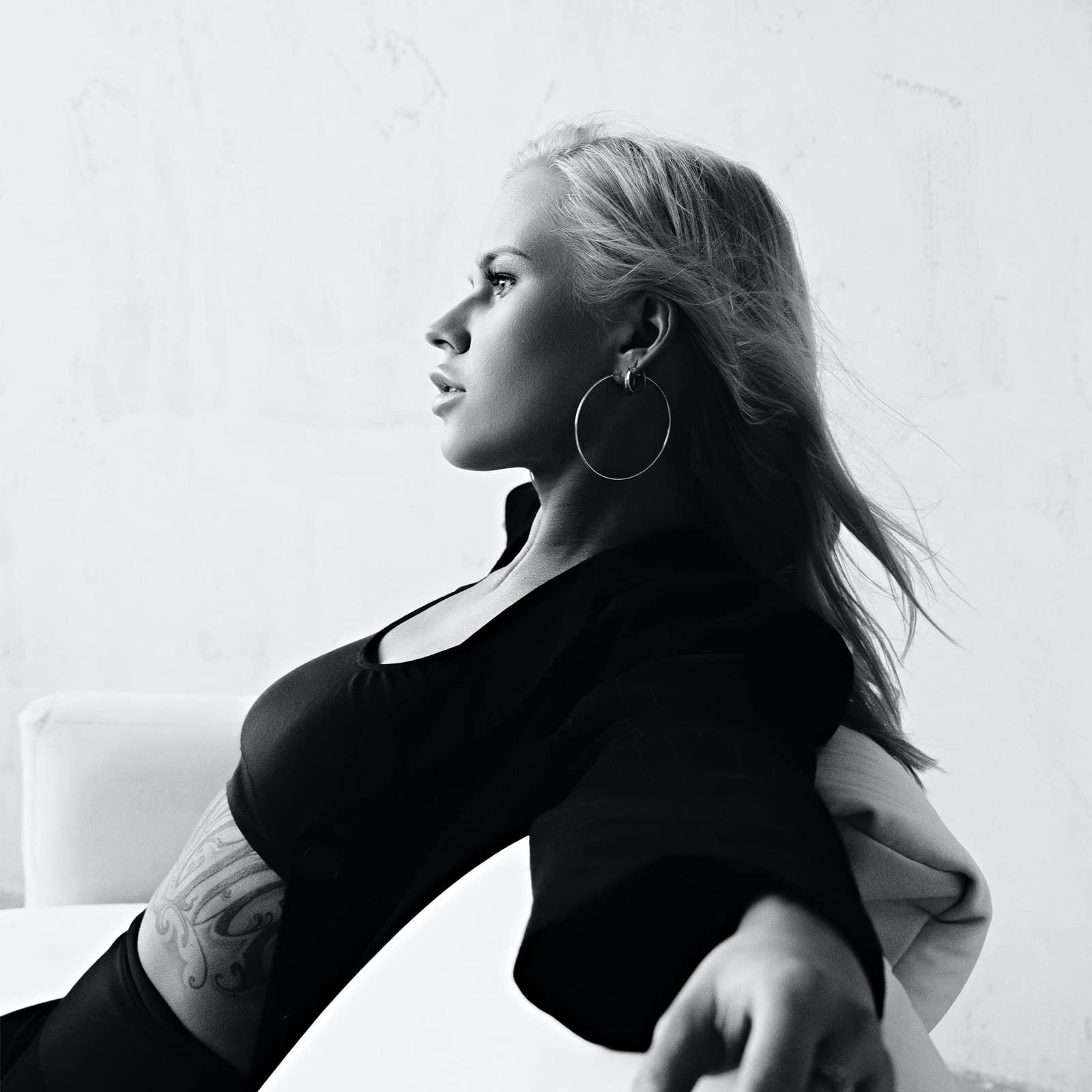 TIZU Big Black Hoop Earrings for Women 40mm Stainless Steel Hypoallergenic Large Hoops Earrings for Women, Birthday Mothers Day Jewelry Gifts Women