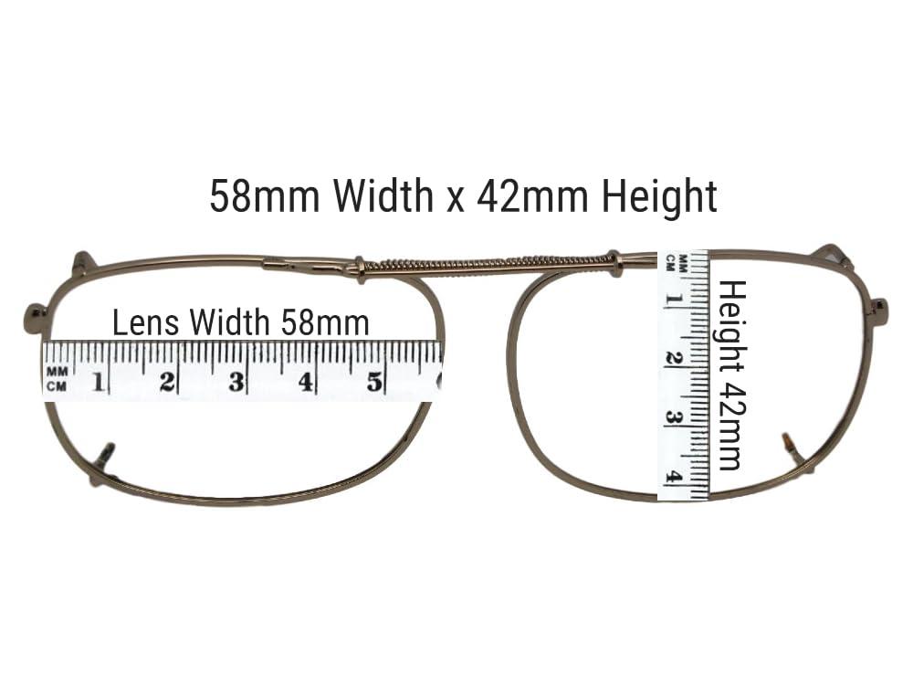 Sunglass Rage Rectangle Non Polarized Clip-On Sunglasses for Men and Women Clip On Sunglasses For Eyewear glasses (Pewter-NON Polarized Gray Lens, 54mm Width x 37mm Height, Millimeters)
