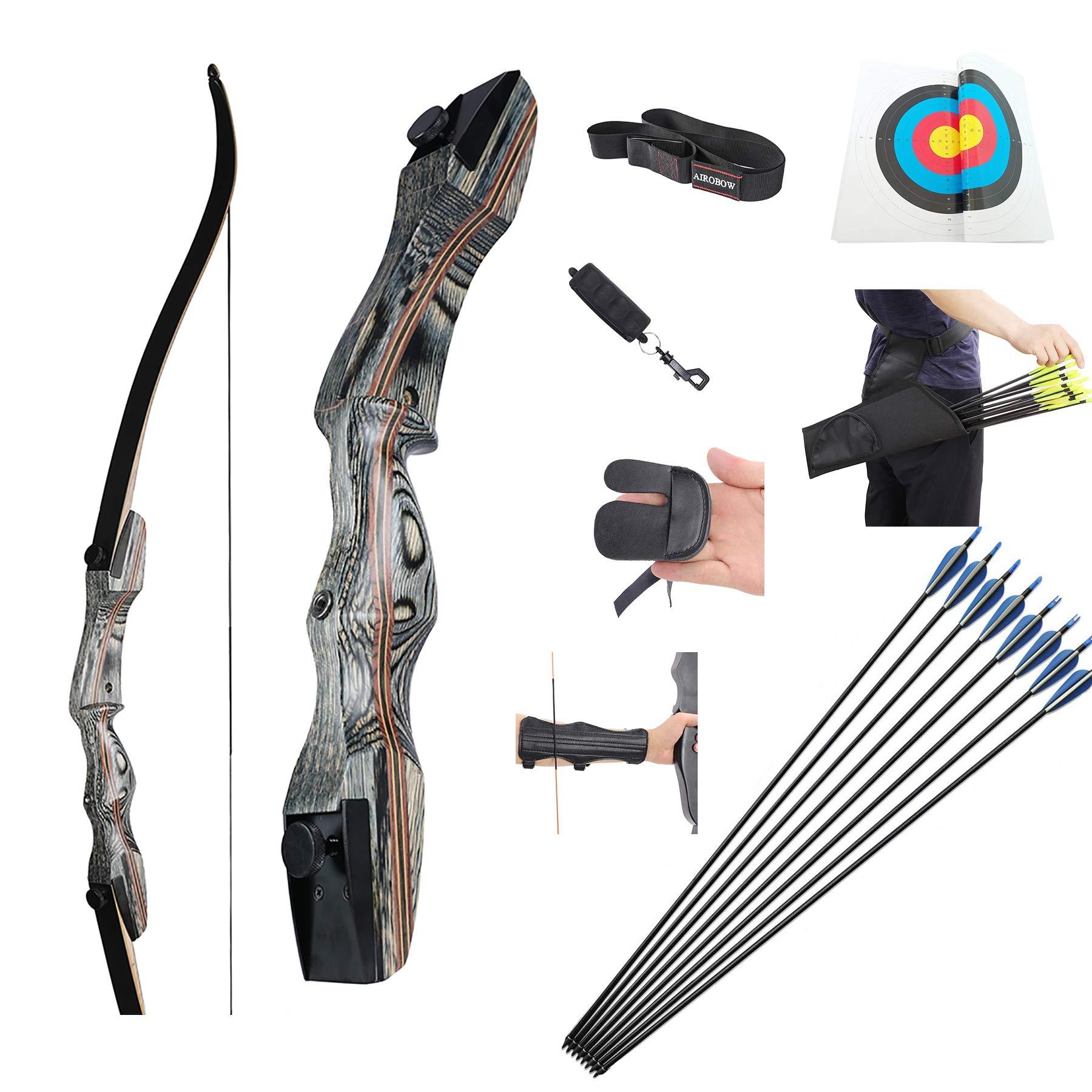 OEELINE OEELINE Airobow Recurve Bow and Arrow Set,Takedown Archery Bow 62 inch Hunting Bow Right Hand Draw Weights in 25-55 lbs,35lbs