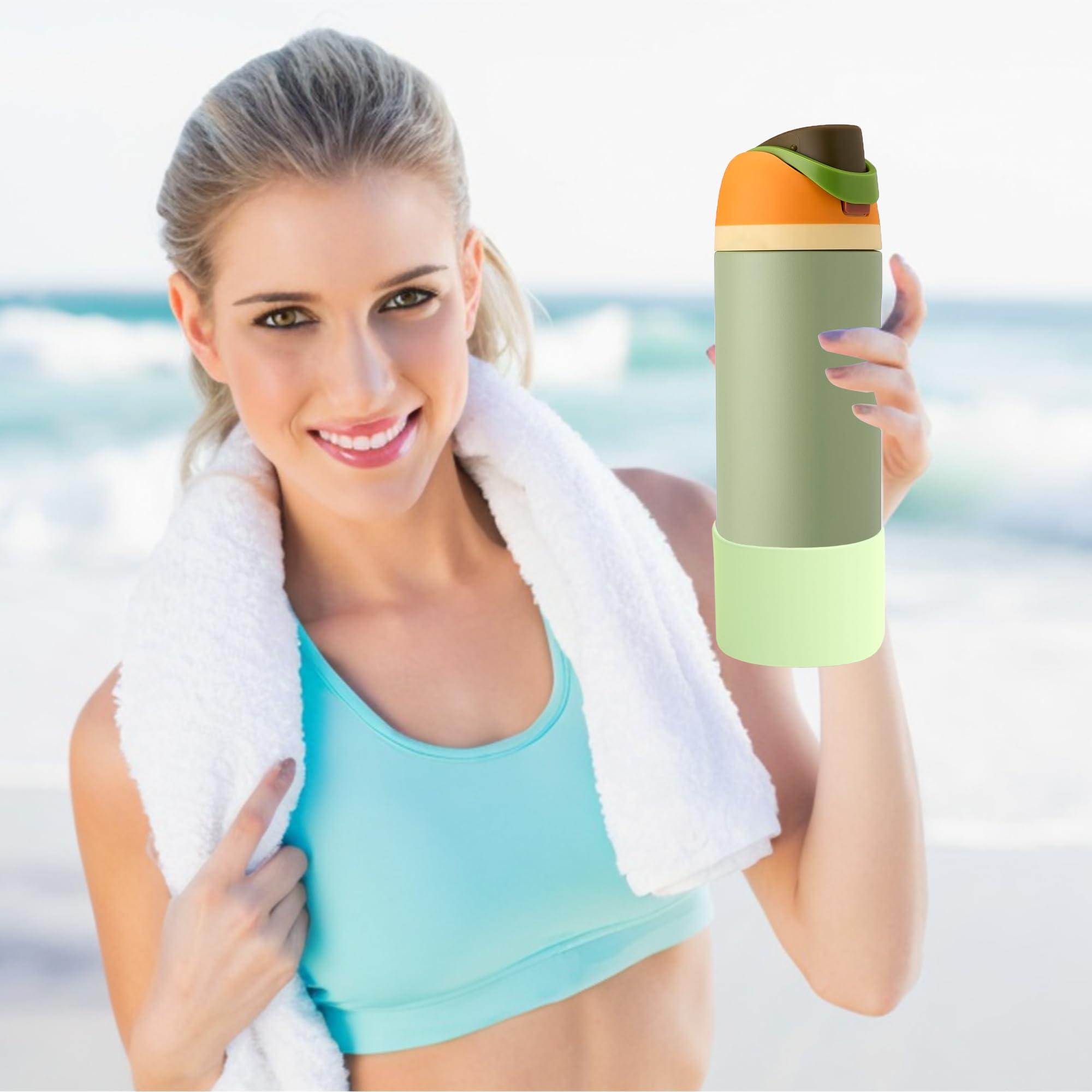 AESKEIA AESKEIA 2PCS Silicone Water Bottle Boot for Owala 24oz 32oz 40oz,Anti-Slip Protective Sleeve Bottom Bumper Protector for FreeSip, Twist, and Flip Stainless Steel Water Bottles (Light Green, 40oz)