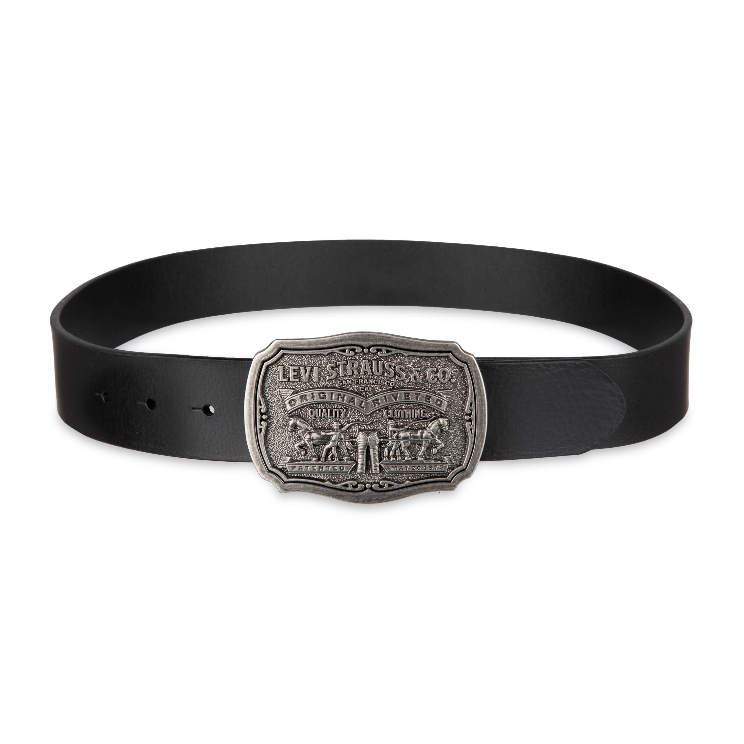 Levi's Levi's Men's Leather Belt With Antiqued Buckle,Black,36