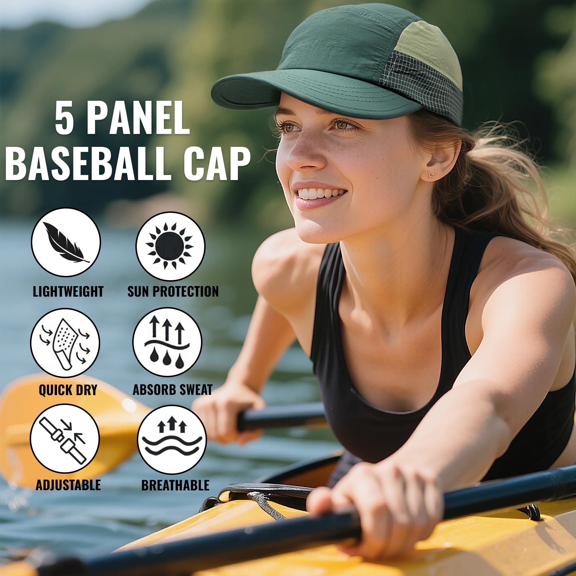 CLAPE CLAPE Men's Quick Dry Baseball Cap Low Profile Trucker Hat Sports Fitted Cap Workout Tennis Hat Snapback 5 Panel Hats, Black