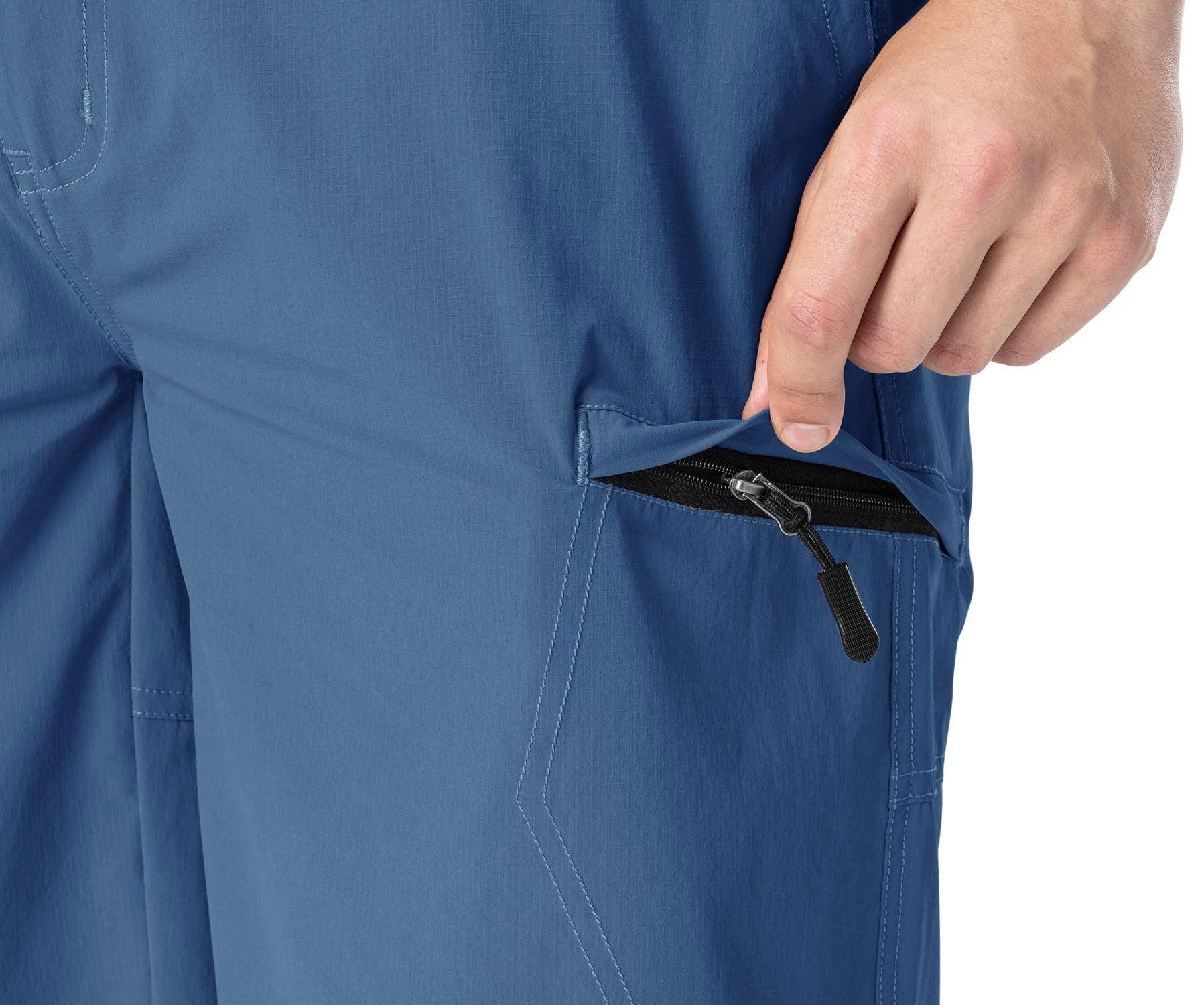 Rdruko Rdruko Men's Hiking Cargo Shorts 9" Quick Dry Lightweight Travel Work Casual Shorts with Zipper Pockets Pockets(Denim Blue, US 40)