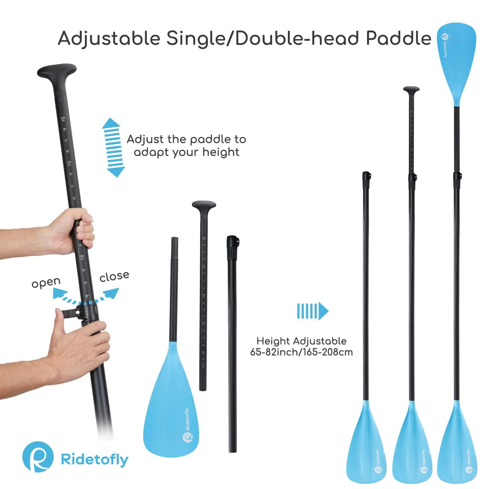 Ridetofly Ridetofly SU01 Stand Up Paddle Board, 10.6\'x32\'\'x6\'\' Inflatable Paddle Board with SUP Accessories, Included Hand Pump, Adjustable Paddle/Seat, Waterproof Bag, for Yoga, Fishing, Touring, Light-Blue