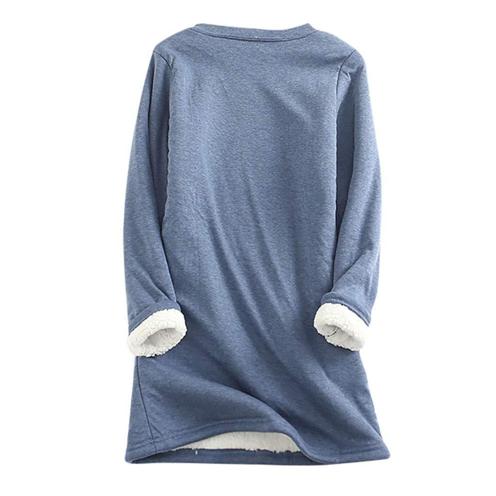 NineFit Basics Womens Sherpa Lined Hoodie Women's Crewneck Sweatshirt Winter Warm Sherpa Lined Fleece Long Pullover Sweatshirt Small Blue