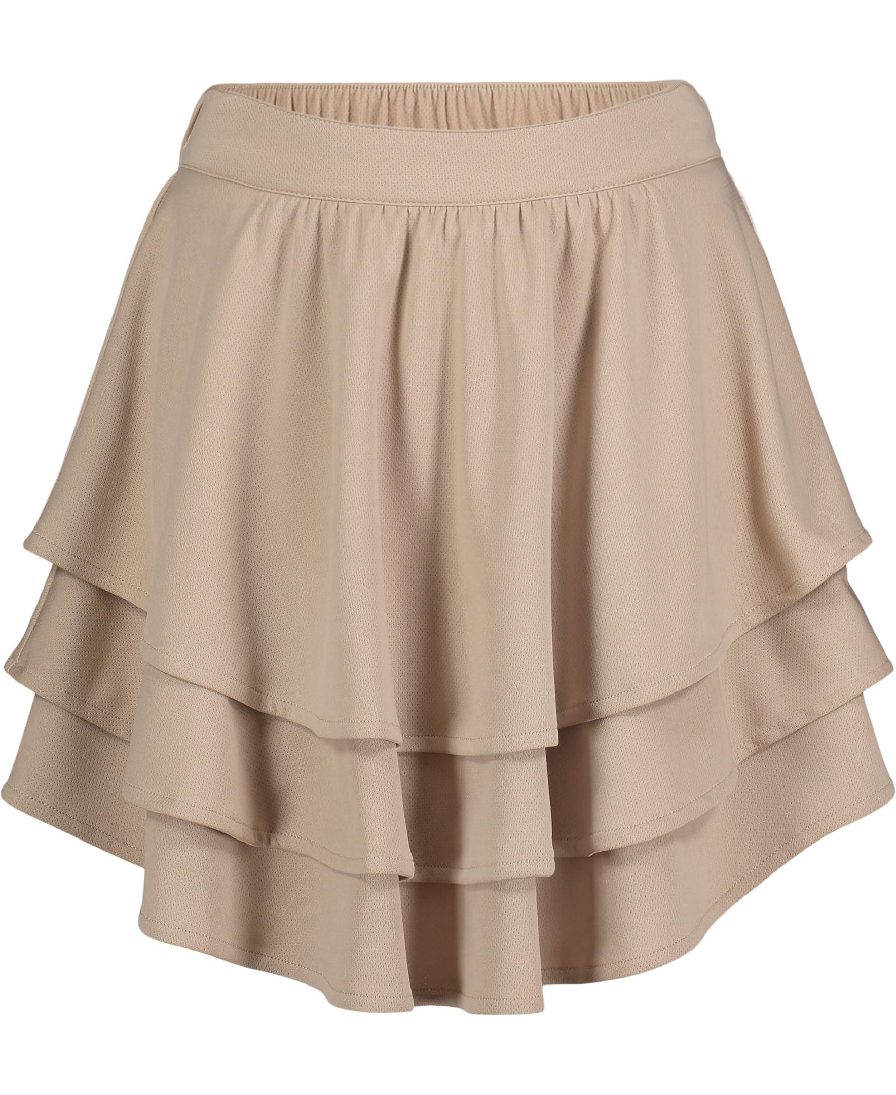 Nautica Nautica Girls' School Uniform Pull-On Scooter, Skirt with Undershorts, Elastic Waistband, Soft & Comfortable Material, Khaki/Pin Dot, 12 Plus