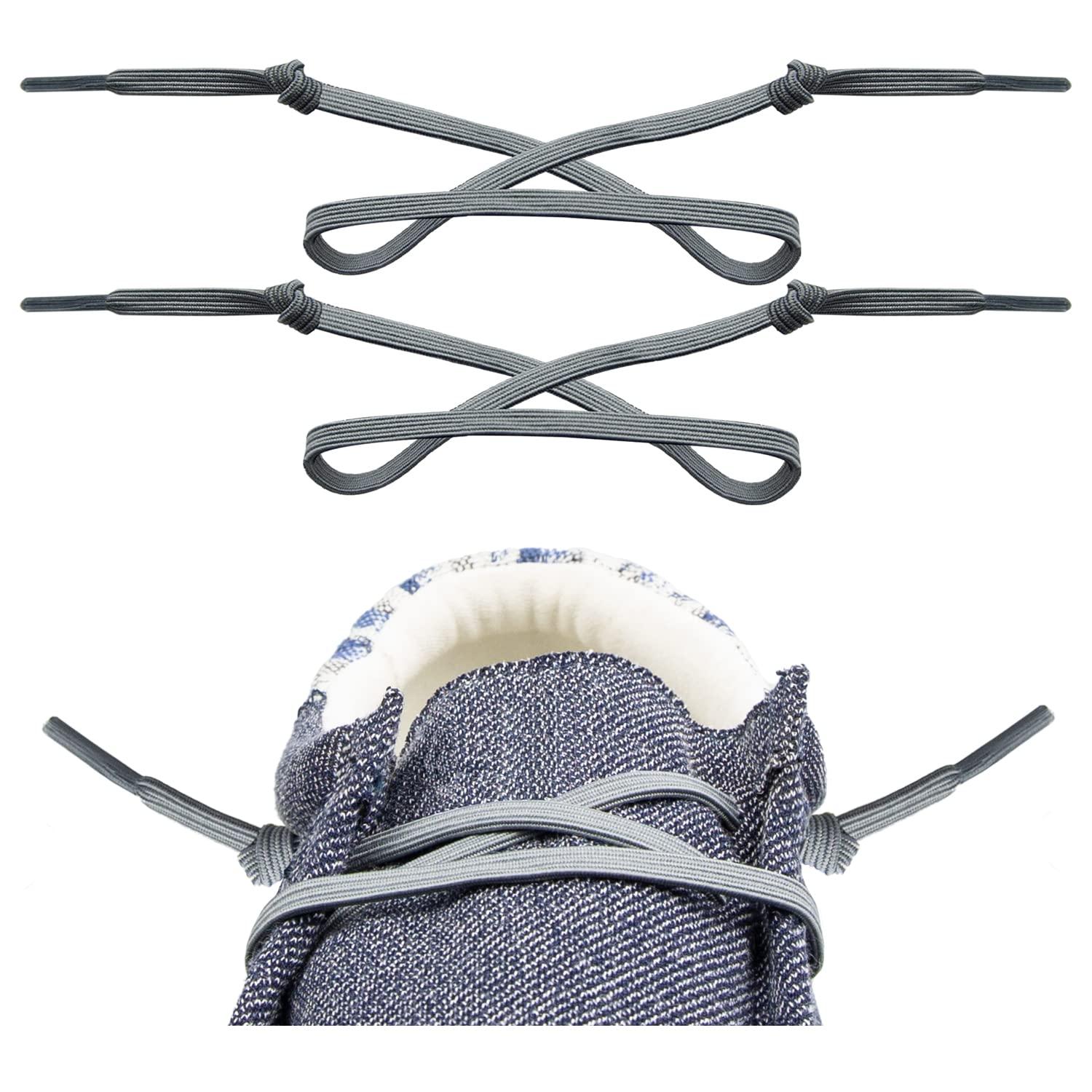 Endoto Endoto Shoelaces for Hey Dude Flat Elastic Strings Replacement Stretchy Bungee Shoes Laces(Color:Grey,Size:19Inch)