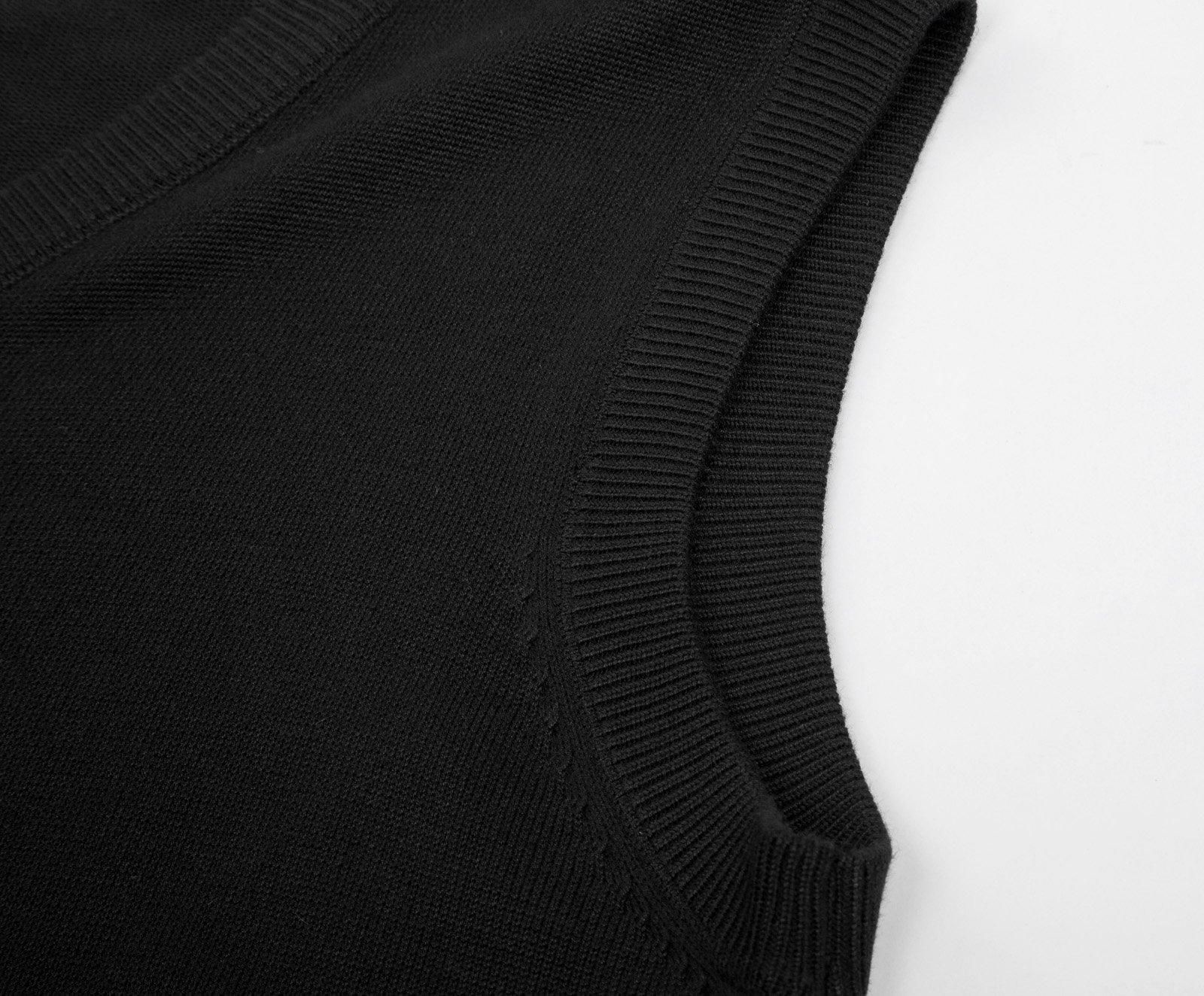 PJ PAUL JONES PJ PAUL JONES Men V Neck Sweater Vests Basic Slim Fit Solid Plain Sleeveless Pullover Sweater Vest Black 3XL