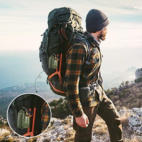 Esky Esky Emergency Sleeping Bag, 2 Pack Survival Bag Portable Thermal Bivy Sack, Waterproof Lightweight Emergency Blanket Survival Gear with Compass for Camping Hiking Outdoor Adventure
