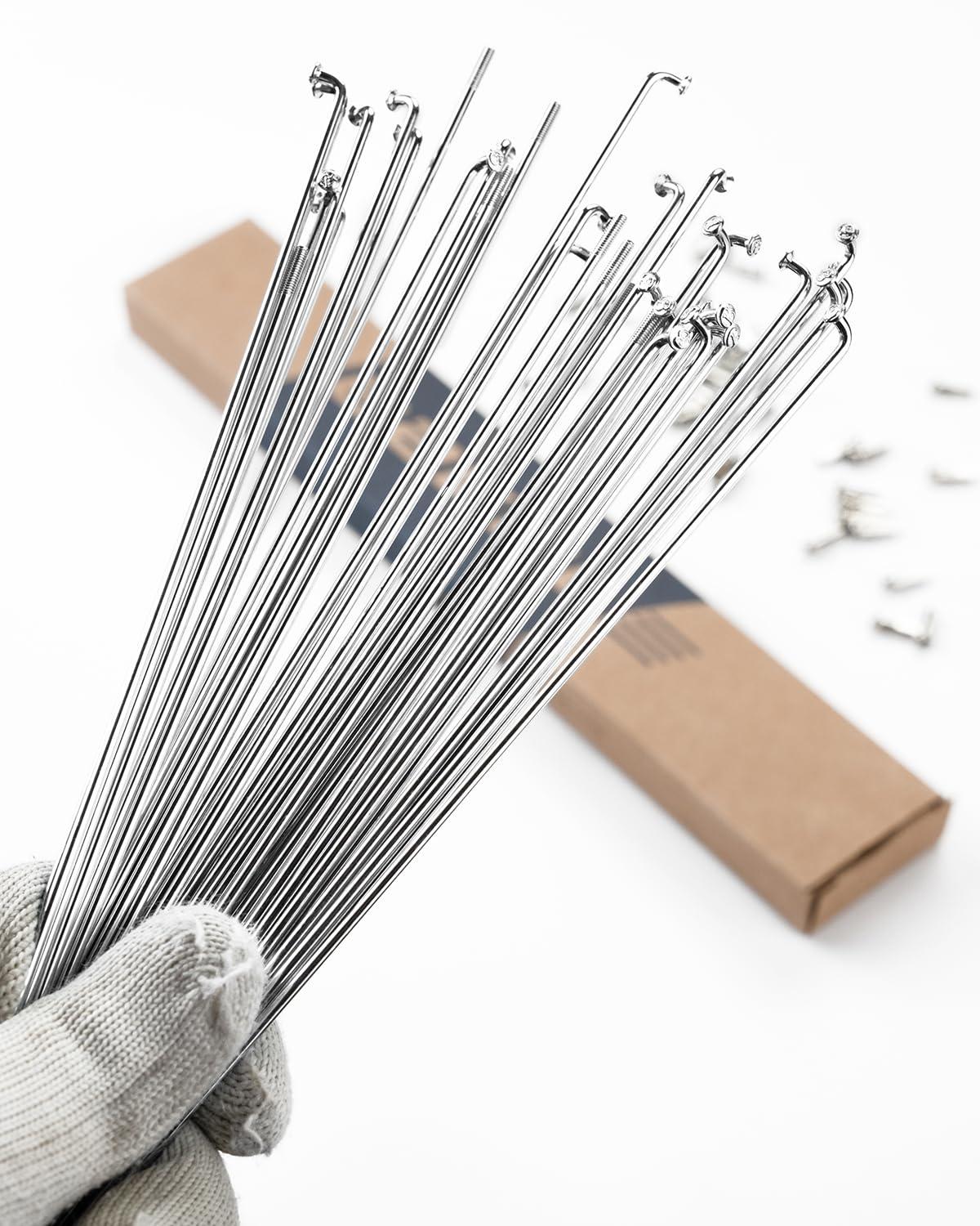 BaveL BaveL 36 Pcs 14G Bicycle Stainless Steel Spokes (70 mm-200 mm) with Copper Cap 36pcs,Mountain Bike Stainless Spokes,for MTB,Ebike,City Bikes-Replacement/Repair Spoke (86mm)