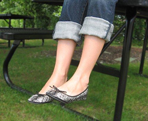 Fit in Clouds Womens Patent Style Foldable Portable Ballet Flats Shoes That fit in a Carry Pouch (11, Black Diamond, Numeric_11)
