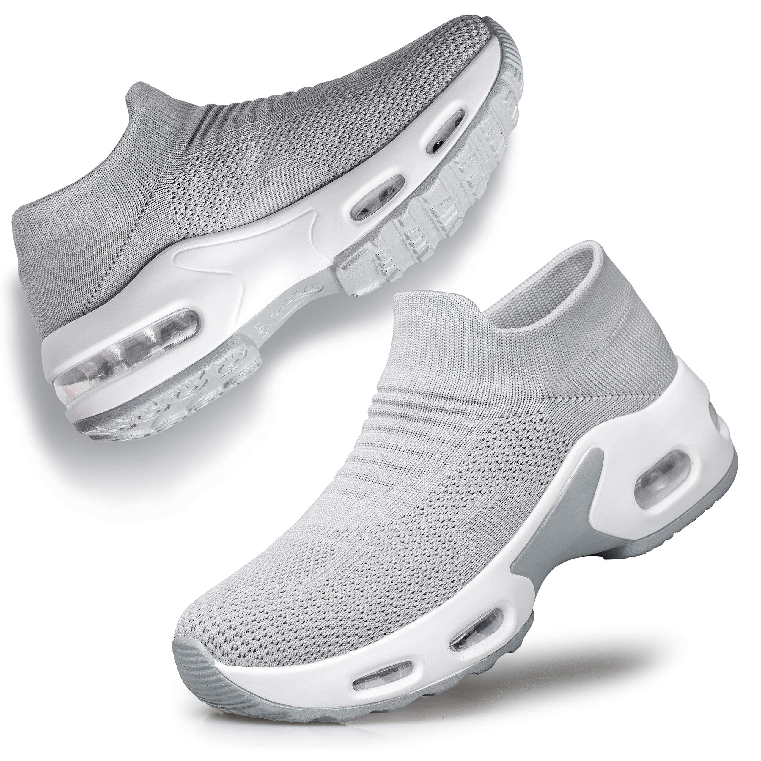 YHOON YHOON Women\'s Walking Shoes Sock Sneakers - Mesh Slip On Air Cushion Driving Modern Jazz Dance Casual Work Running Shoes Grey,6.5