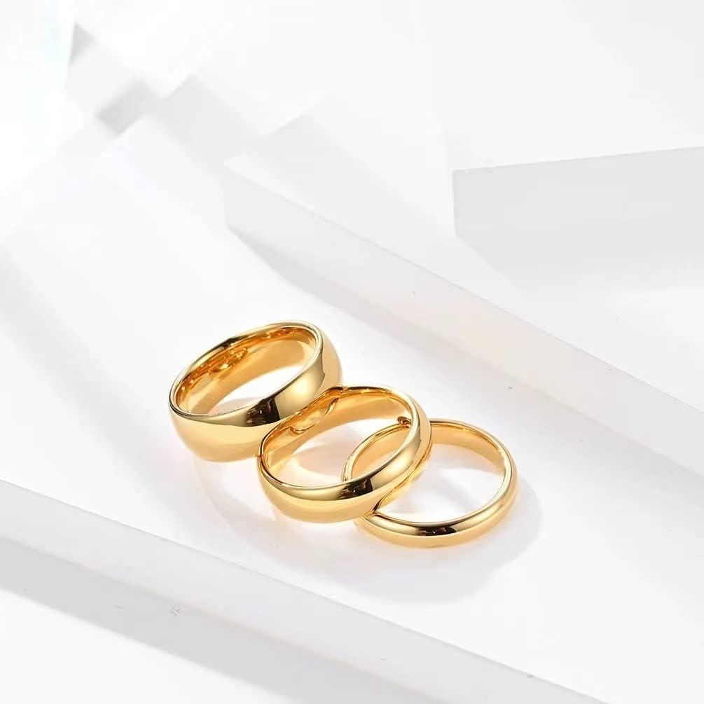 HUARJO HUARJO 2mm 4mm 6mm 8mm 18K Gold Tungsten Carbide Rings for Women Men Domed Polished Steel/Gold/Rose Gold Wedding Band Comfort Fit Size 5-13 (12.5, 4mm gold)