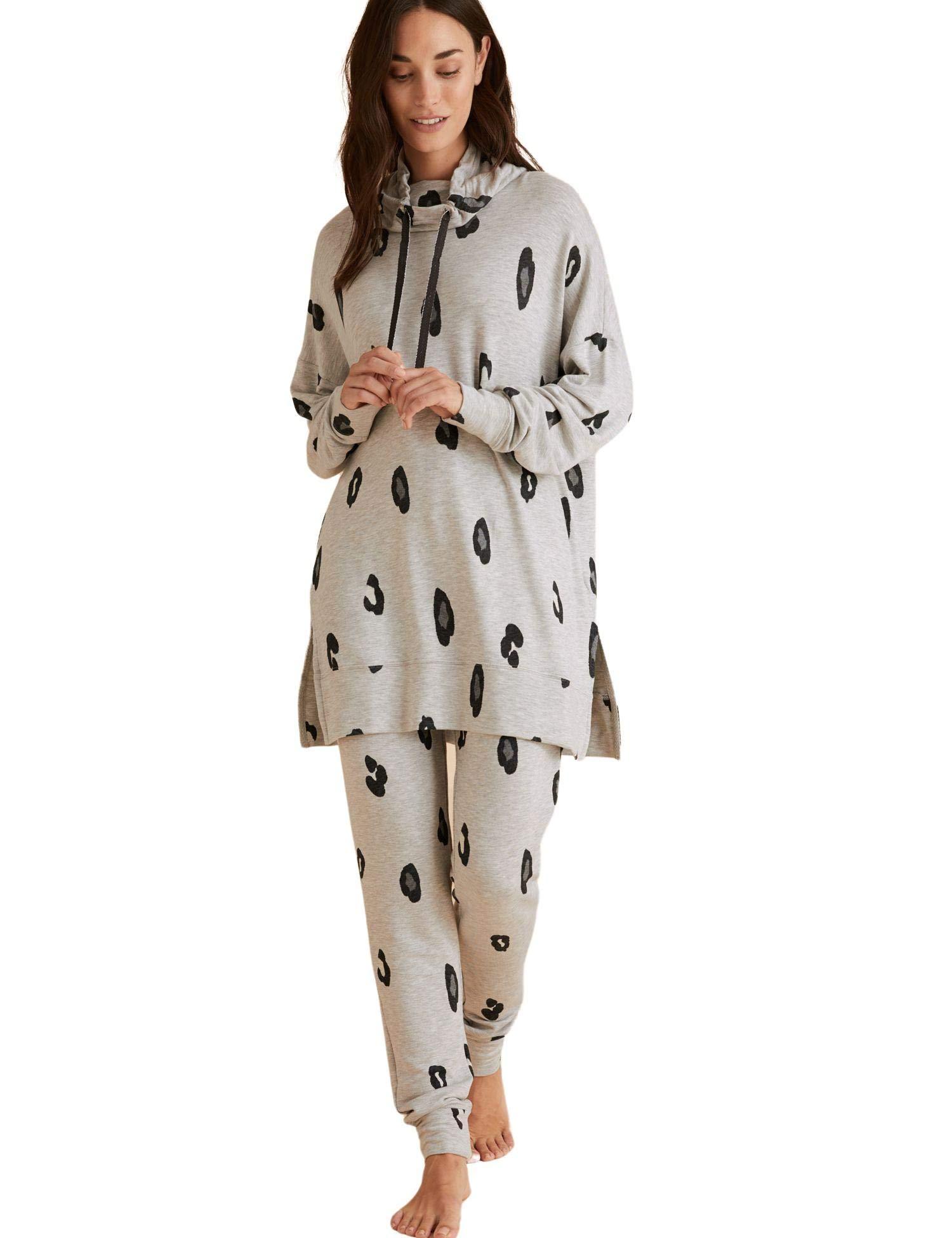 Marks & Spencer Marks and Spencer Women's Flexifit Loungewear Animal Print Cuffed Pajama Pant, Grey Mix, 12 Regular