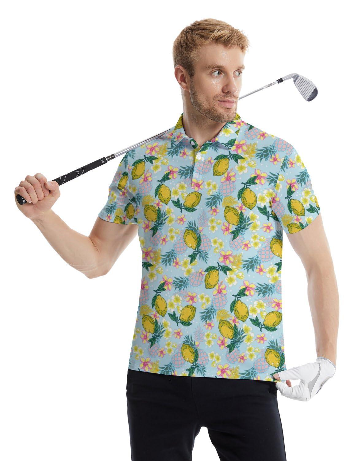 MSCPZH MSCPZH Mens Golf Shirts Hawaii Golf Polo Shirts for Men Short Sleeve Polo Shirts Golf Mens Polo