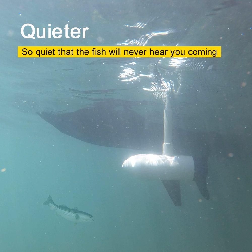 AQUOS AQUOS Haswing White 12V 55LBS 48inch Electric Bow Mount Trolling Motor with Remote Control for Inflatable Boat Kayak Bass Boat Aluminum Boat Fishing, Freshwater and Saltwater Use