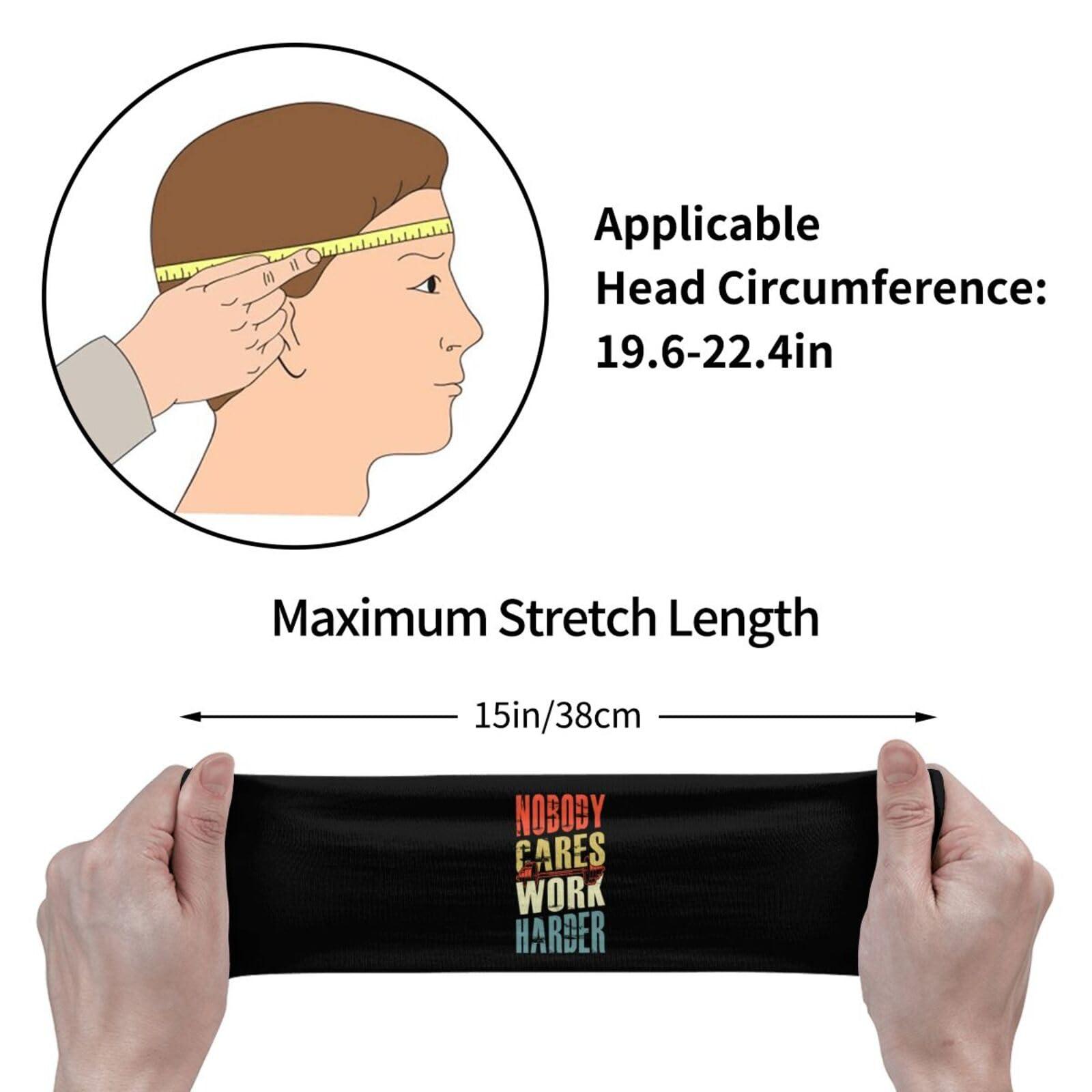KOSPOGO Nobody Cares Work Harder Headbands for Women Men Sports Headband Outdoor Interior Breathable Sports Wicking Hair Ties Leisure Hair Bands
