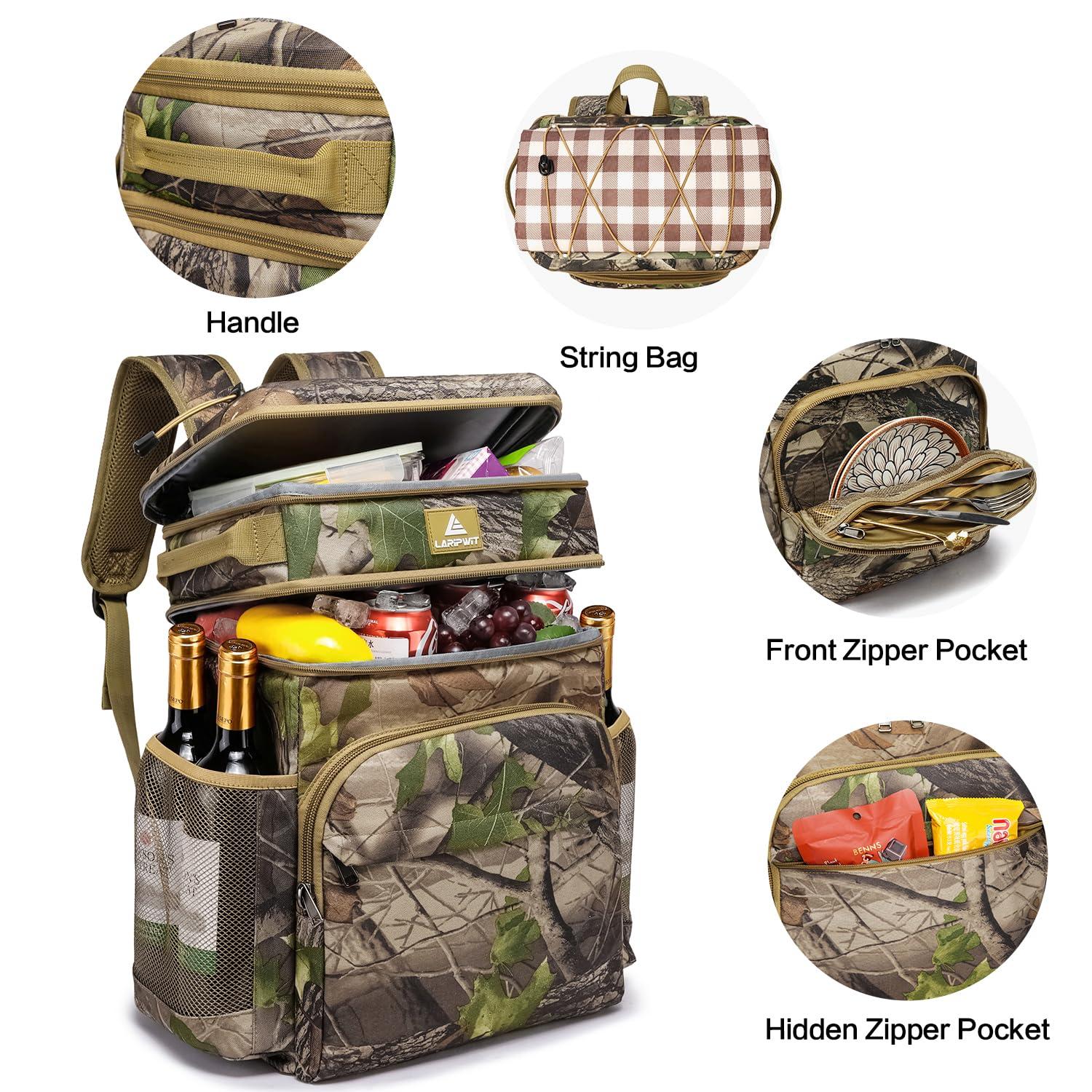 Laripwit Laripwit 54 Cans Backpack Cooler Insulated Leak-Proof Cooler Backpack Double Deck Lunch Backpack for Men Women - Perfect Soft Cooler Bag for Tactical, Camping, Picnic, Beach, Hiking