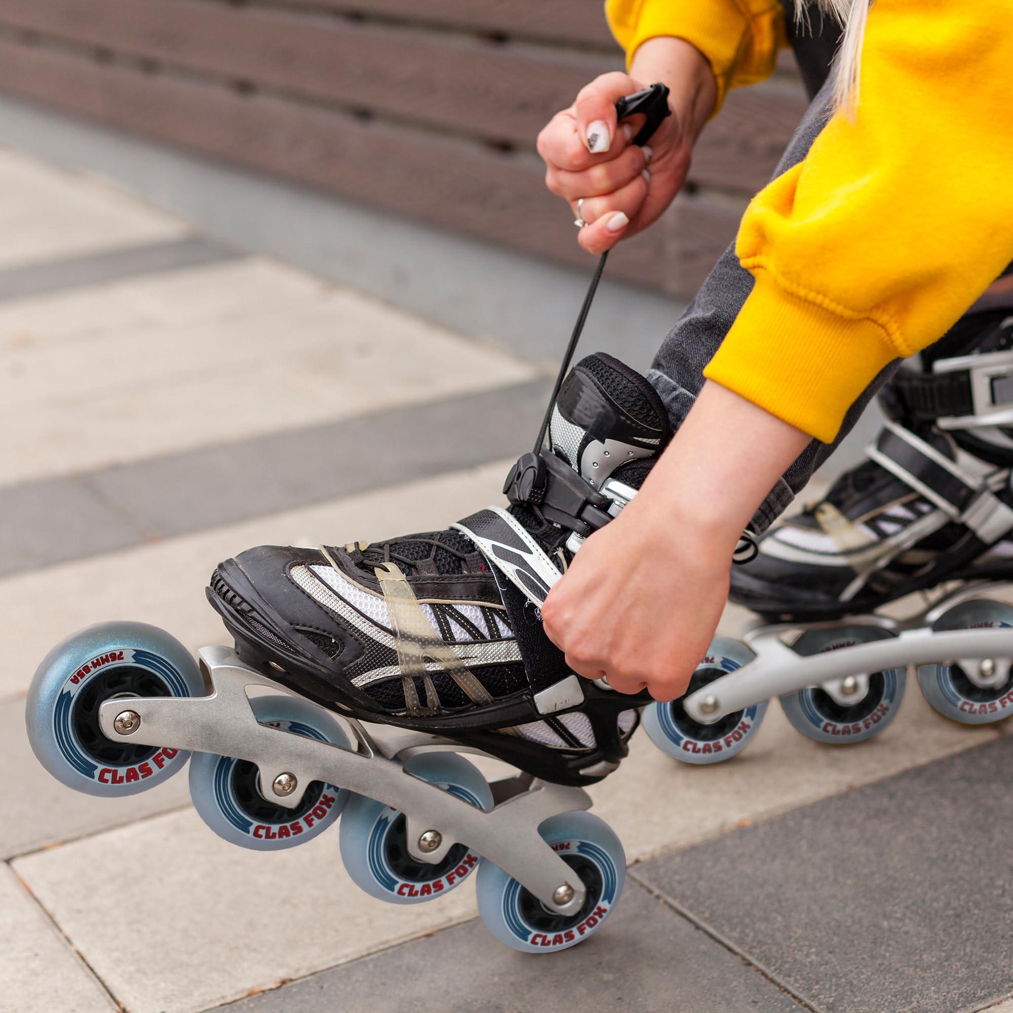 CLAS FOX CLAS FOX Inline Skate Replacement Wheels With Wheels Bag 72mm/76mm with Bearings ABEC-9 and Floating Spacers for Blades Roller Hockey Skates, 85A Indoor & Outdoor (8-Pack) (76MM)