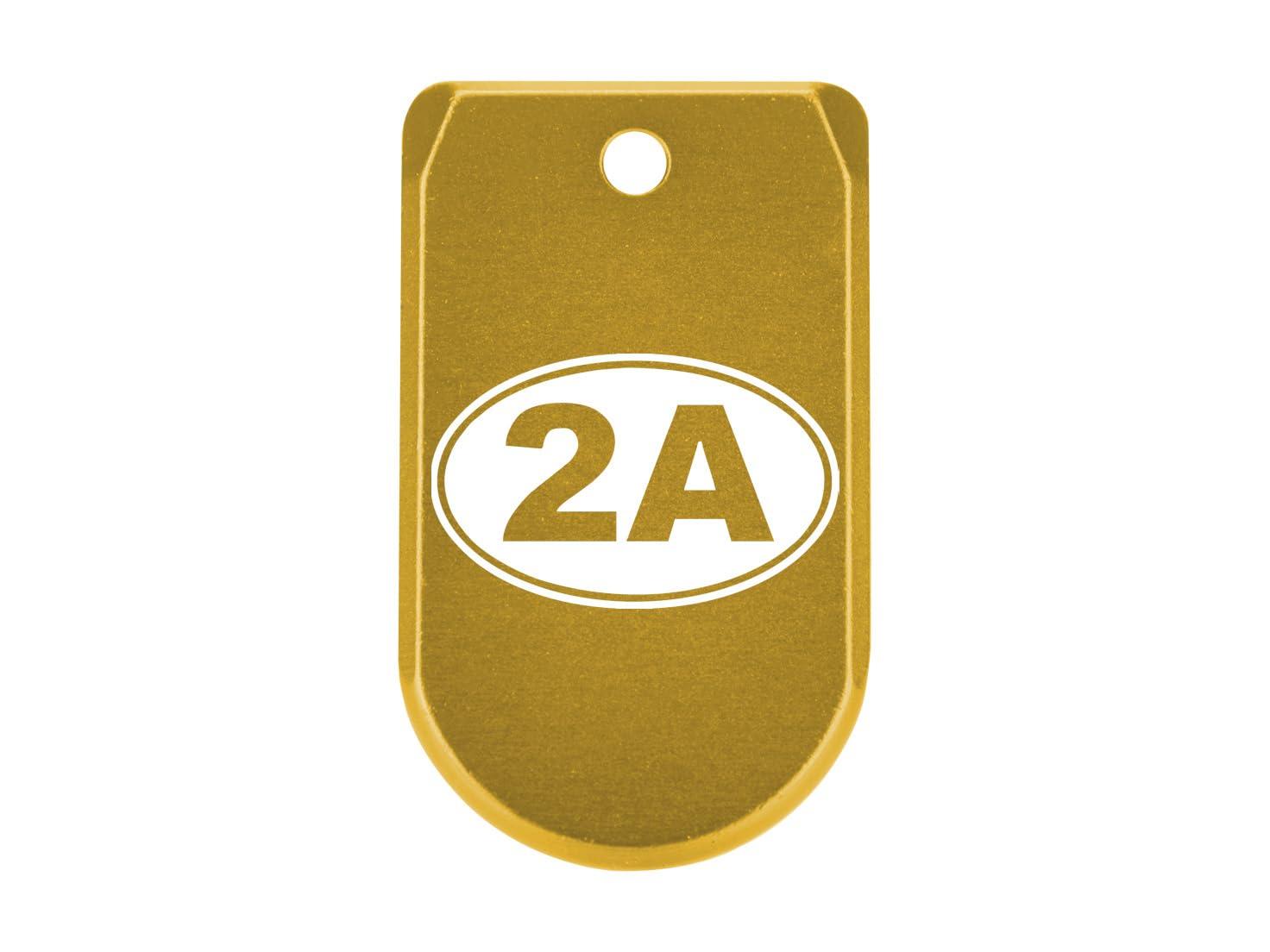 NDZ Performance NDZ Performance Magazine Base Plate Finger Extension for Sig P365 .380 ACP, Laser Engraved Anodized Aluminum in Gold - 2A Second Amendment Emblem