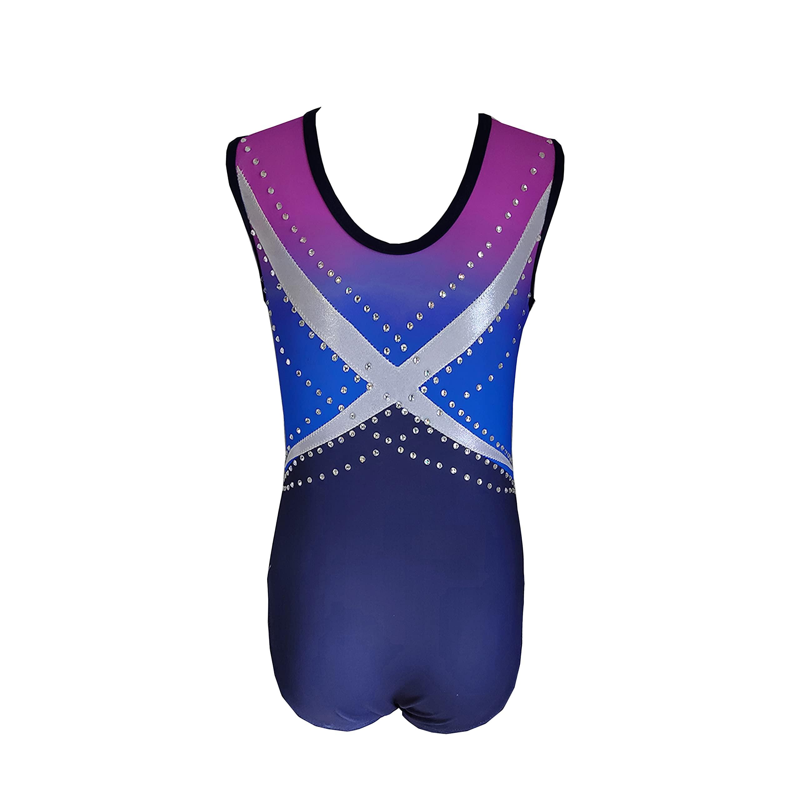 JoyCan JoyCan Rhythmic Gymnastics Leotards Blue Gradient Diamond Inlay Girls Competition Performance