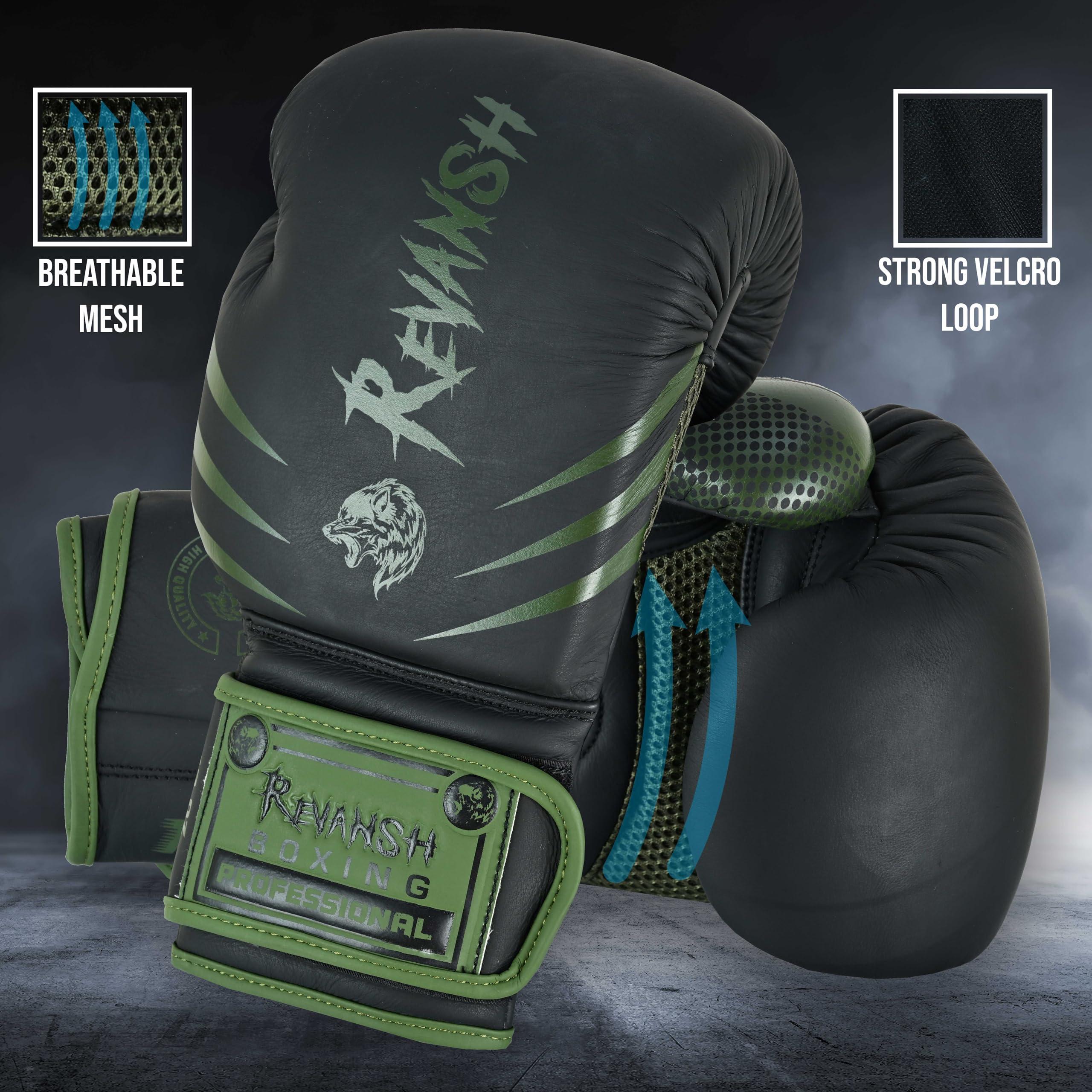 Fadi Sports Fadi Sports Revansh Boxing Gloves | Premium Matte Cowhide Leather | Pro Quality for Boxing, MMA, Muay Thai, Kickboxing, Durable, Comfortable, Protective for Training & Competition