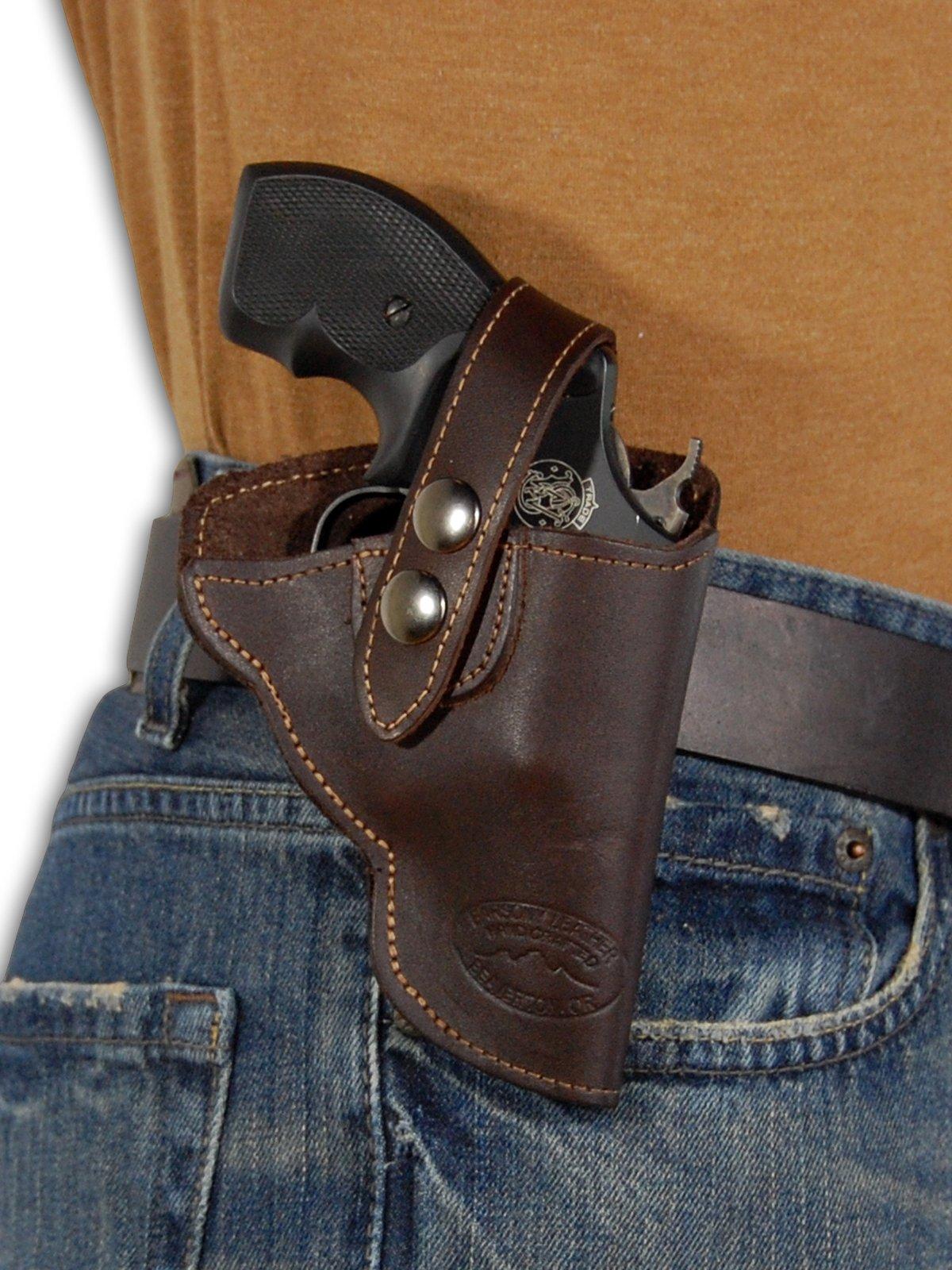 Barsony Barsony Brown Leather OW Holster for Snub Nose 2" 22 38 357 41 Revolvers (Ruger LCRx, Left)