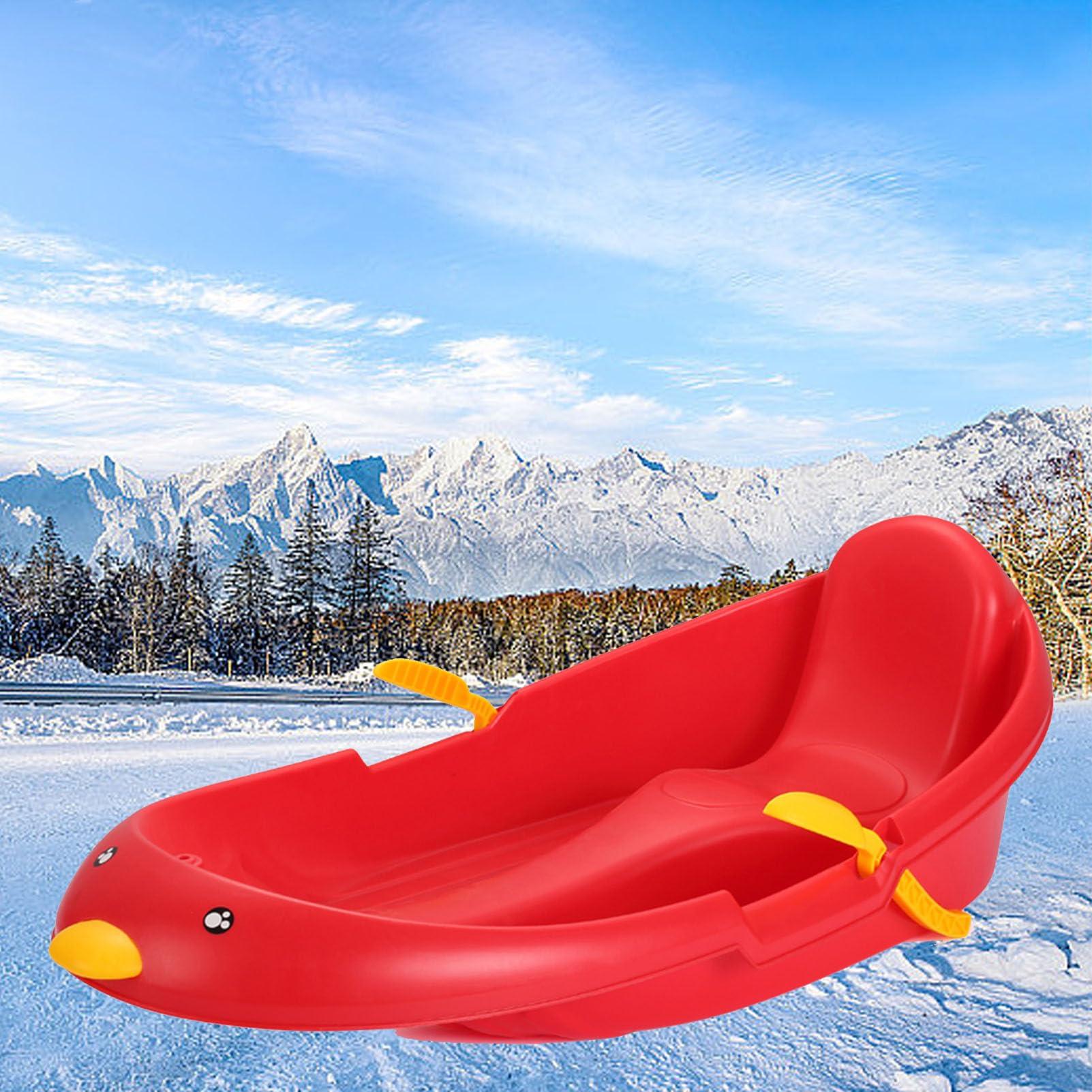 TUOYIBO Thickened Wear-Resistant Sledge, Children\'s Snowboard Sledge, Plastic Sledge, Adult Sledge with Backrest