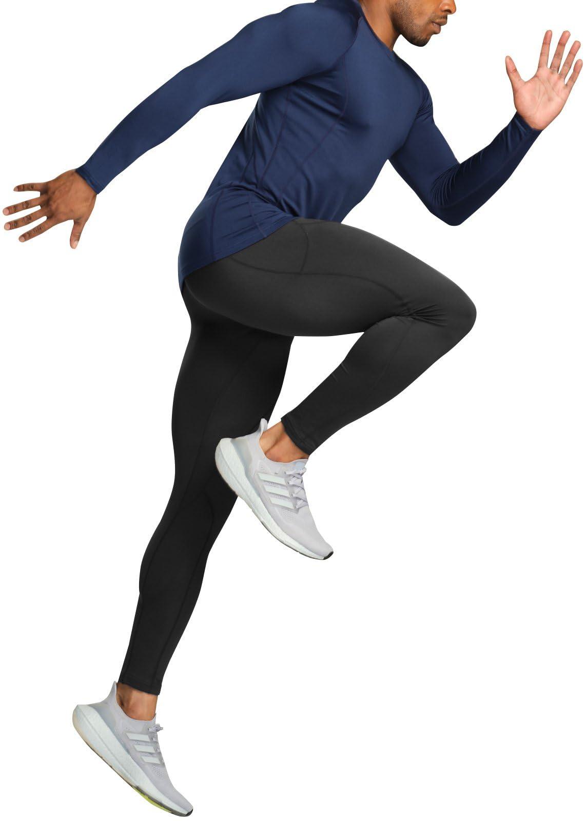 TSLA TSLA Men\'s Thermal Long Sleeve Compression Shirts, Athletic Base Layer Top, Winter Gear Running T-Shirt, Heatlock Round Neck Navy, X-Large