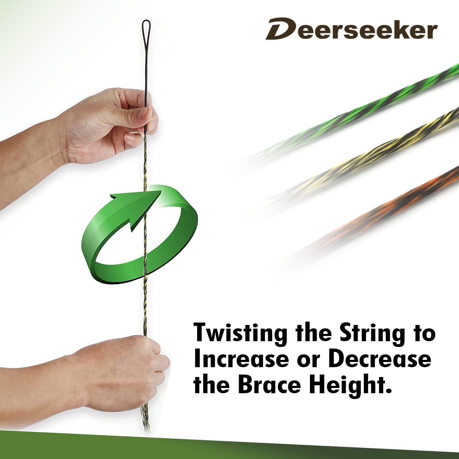 Deerseeker Outdoor Deerseeker Archery Bowstring Set with 2 Nocking Points Dacron Recurve Bow String Replacement 12, 14, 16 Strands for Traditional Longbow Bow Shooting 48-70 inchesGreen, 1pcs