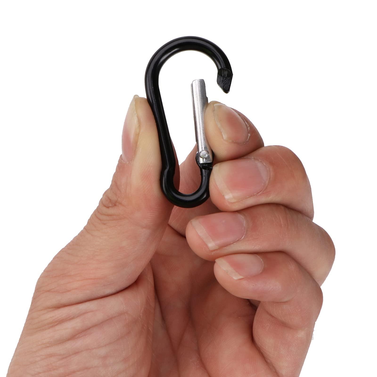 SAMLOO 200 Pack Bulk Aluminum Carabiner Small Spring Clip Hook Spring-Loaded Gate Keychain Buckle Pack for Camping Hiking Backpack Bottle, Black