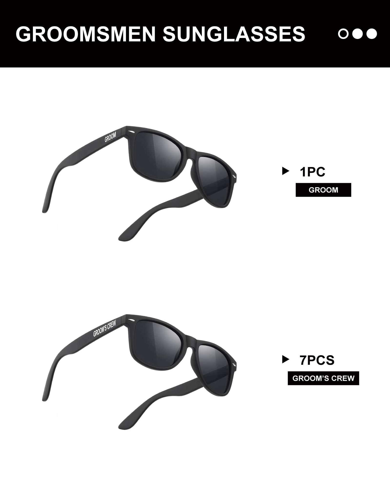 GroomBrideGifts GroomBrideGifts 8 Pack Groomsmen Sunglasses - Wedding Sunglasses Set for Groomsman Proposal Gifts, Bachelor Party Favors