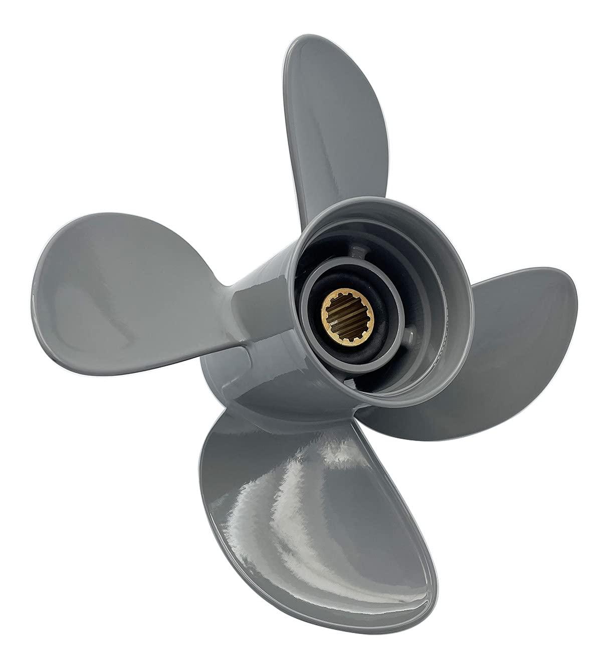 RASON-REX RASON-REX OEM Grade Aluminum Outboard 4 Blades Propeller 10.6x11 Pitch Compatible for Honda Outboard Engines 35-60HP with 13 Spline Tooth,RH