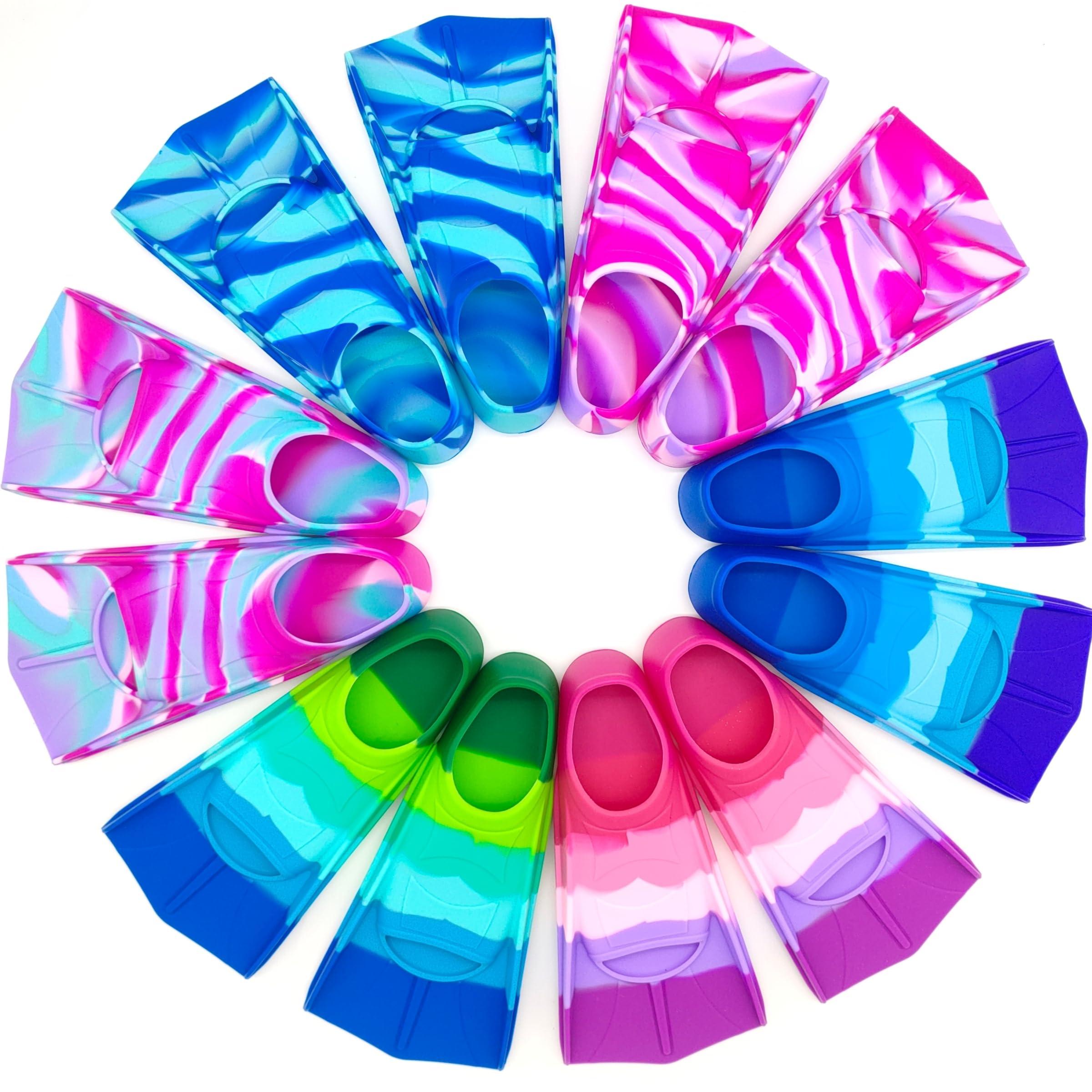 Gugmoy Gugmoy Kids Swim Fins,Comfortable Silicone Flippers for Swimming and Diving,Size Suitable Beginners Kids Girls Boys Adults (Small, InkPainting)