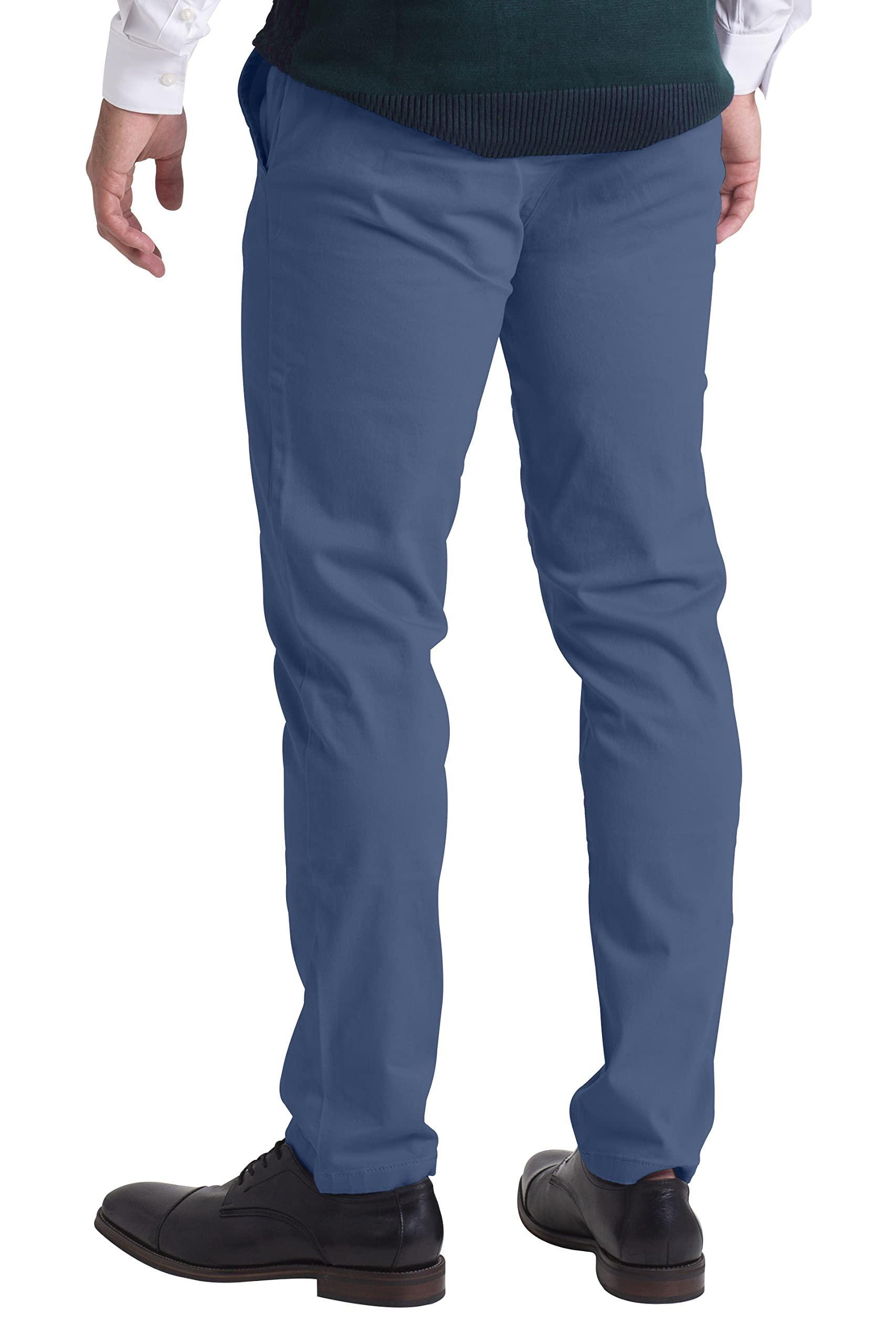 WESTACE westAce Mens Chino Pants Athletic-Fit Stretch Cotton Comfort Flat Front Casual Stretch Chino Pants All Waist 30W- 40W (Pale Blue, 34W x 34L)