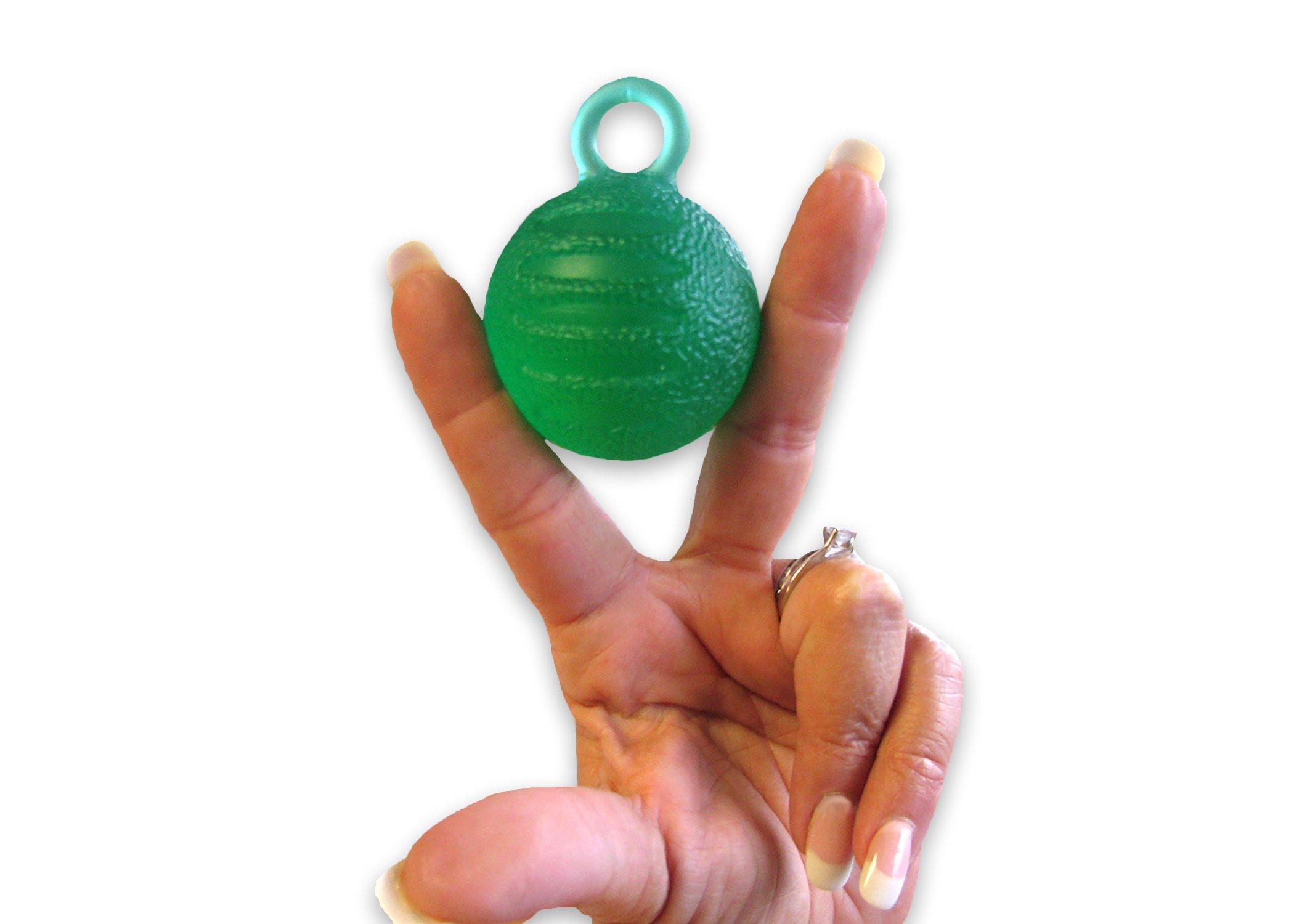 Rehabilitation Advantage Rehabilitation Advantage Hand Grip Finger Therapy Exercise Ball with Loop, Green